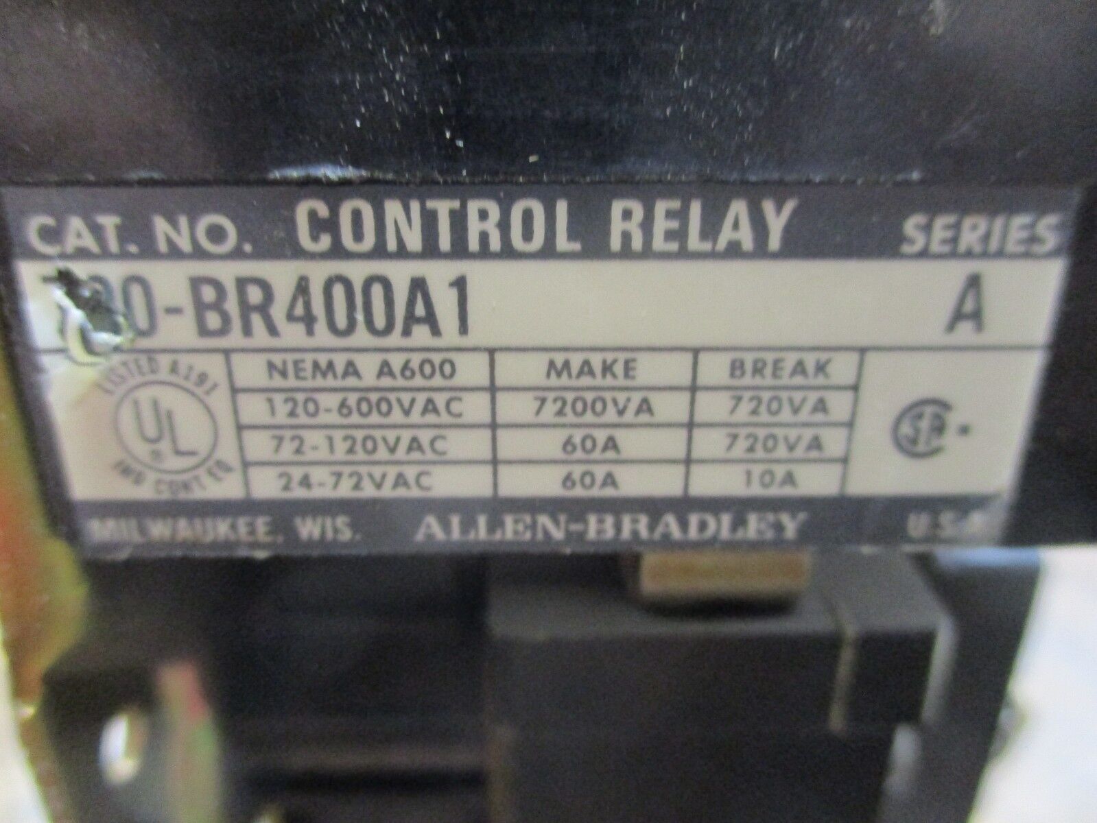 Allen-Bradley Control Relay 700-BR400A1 120V Coil 600V *Lot of 2* Used