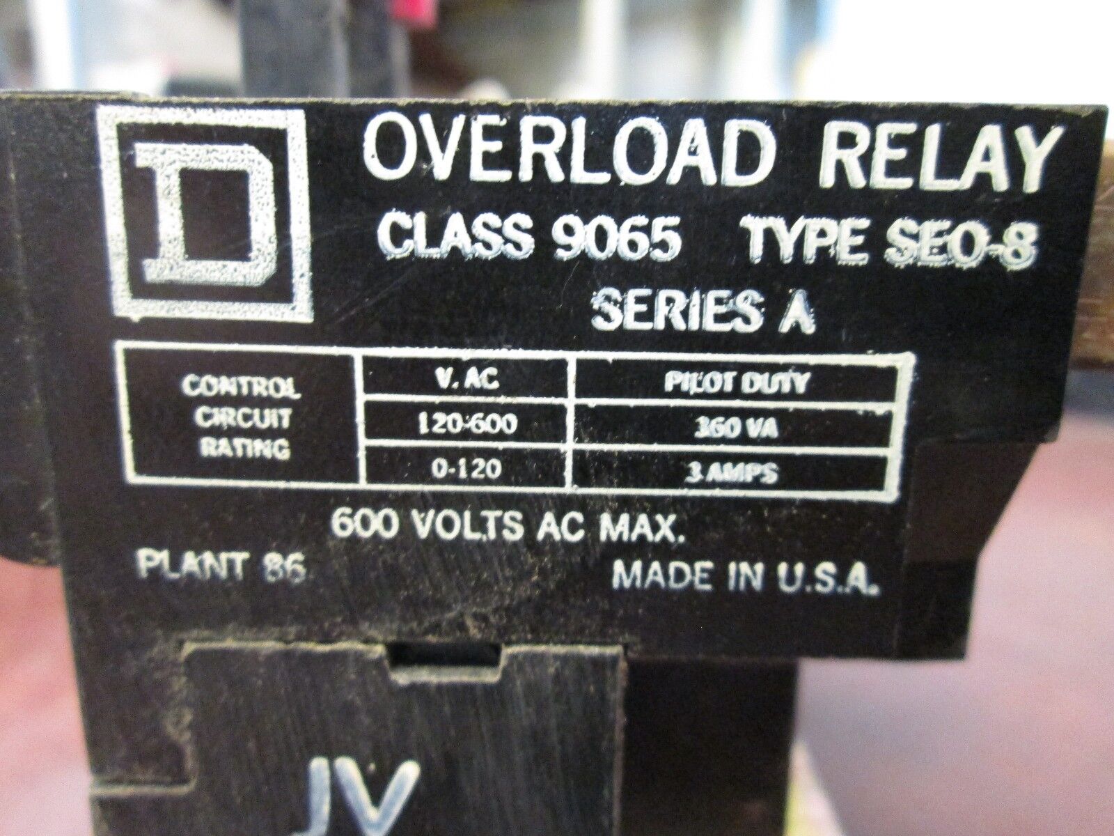 Square D Overload Relay 9065 SEO-8 600V 3P Used