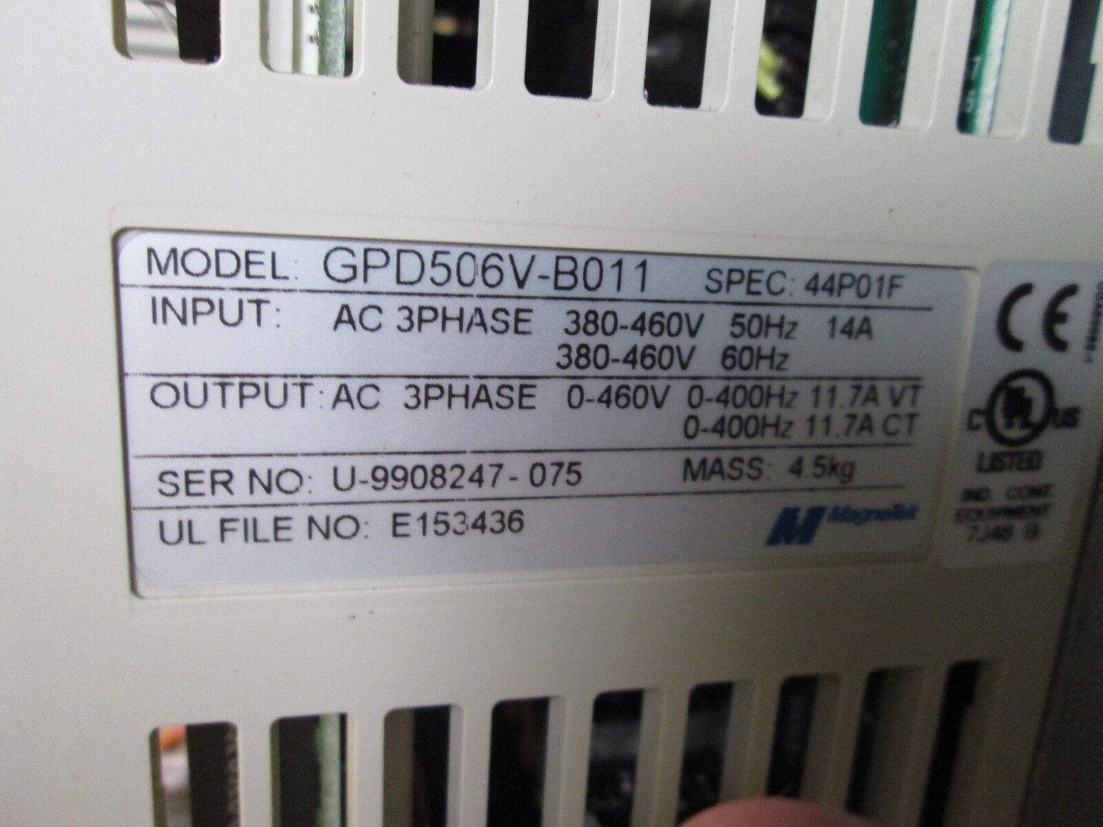Magnetek GPD506 AC Drive GPD506V-B0011 7.5HP C21-B50VFX Used