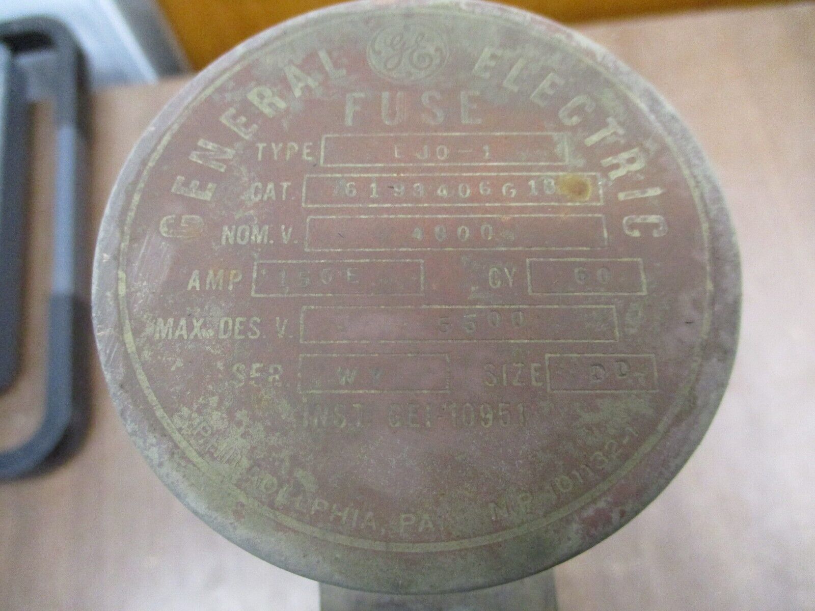 GE Type EJ0-1 Fuse 6193406G18 4.8kV 150E 60Hz Used