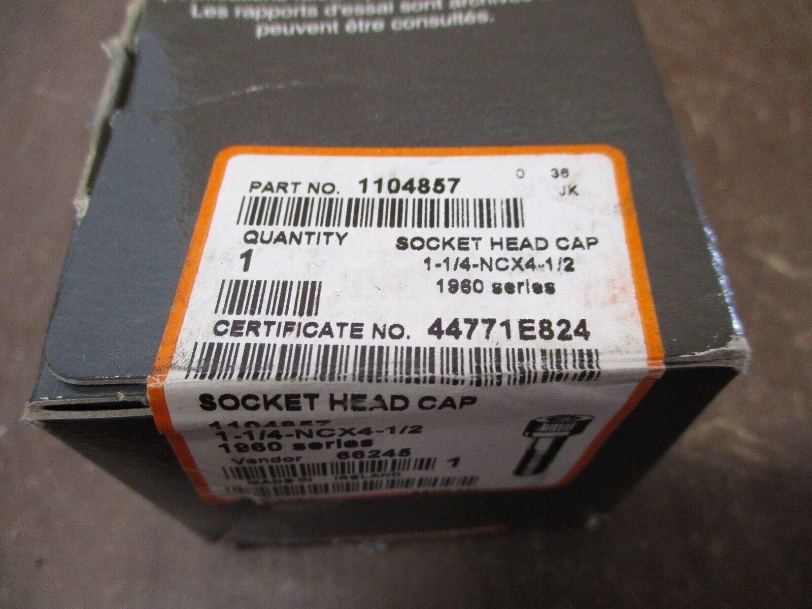 Unbrako 190Series Socket Head Cap Screw 1104857 1-1/4-NCX4-1/2 New Surplus