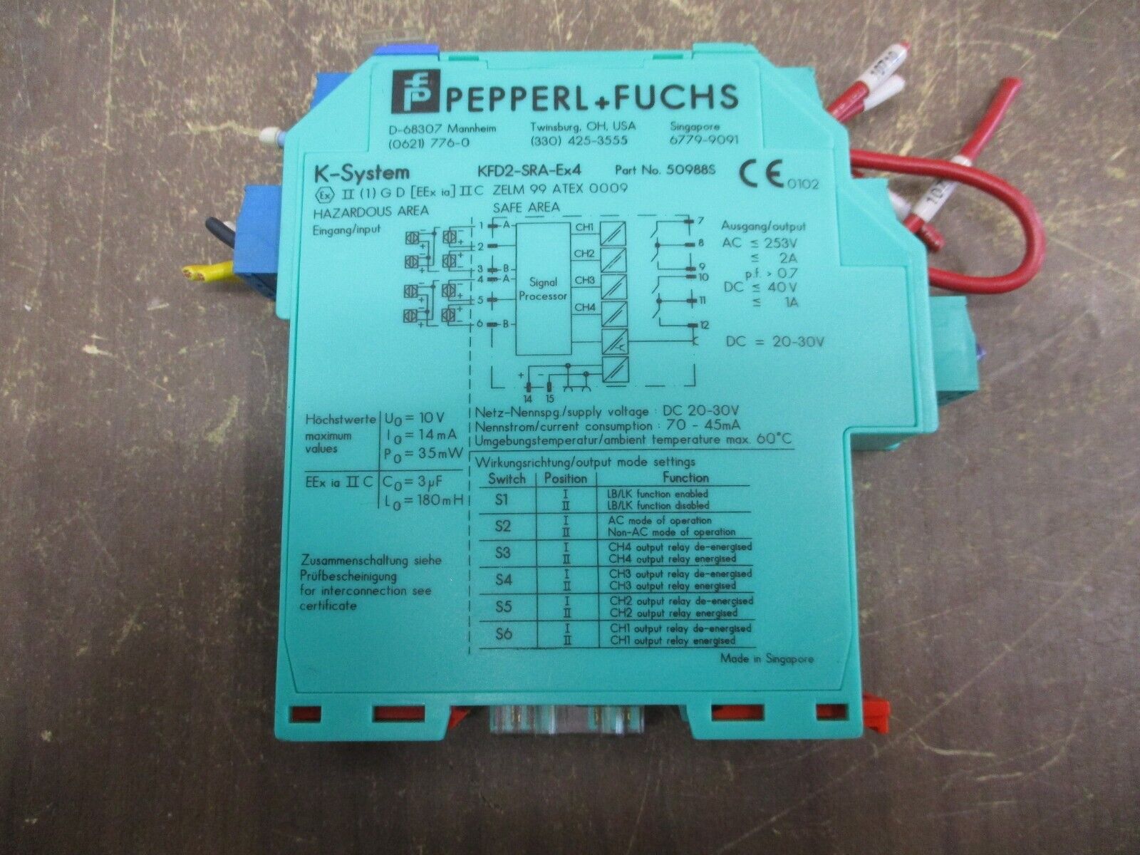 PepperL+Fuchs KFD2-SRA-EX4 Switch Amplifier 50988S Used