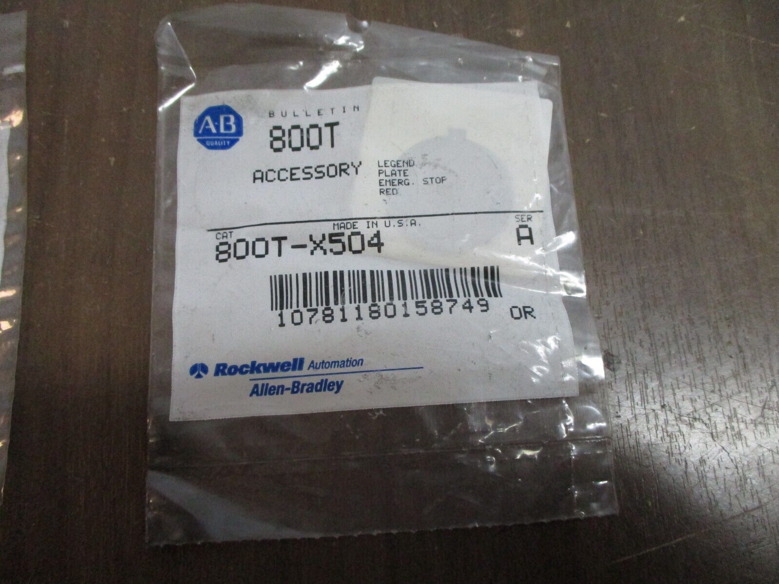 Allen-Bradley Emergency Stop Legend Plate 800T-X504 Ser. A Red *Lot of 2*