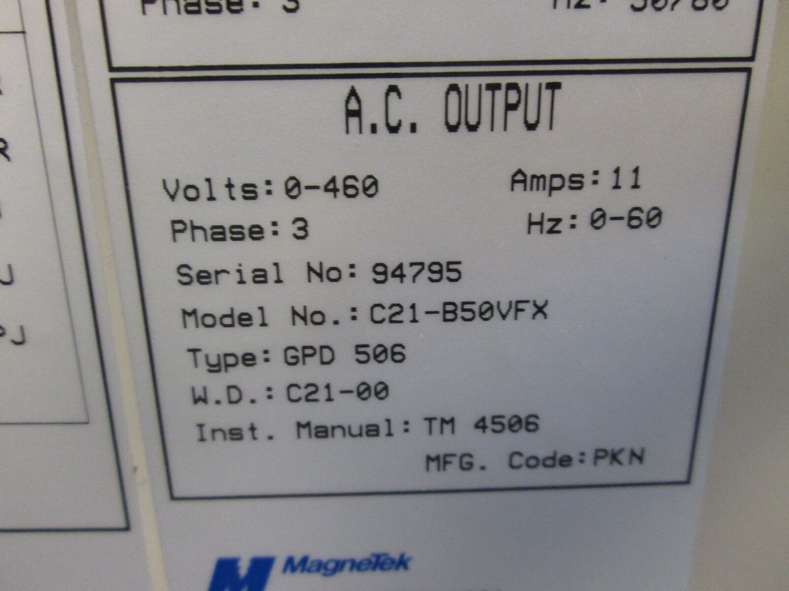 Magnetek GPD506 AC Drive GPD506V-B0011 7.5HP C21-B50VFX Used