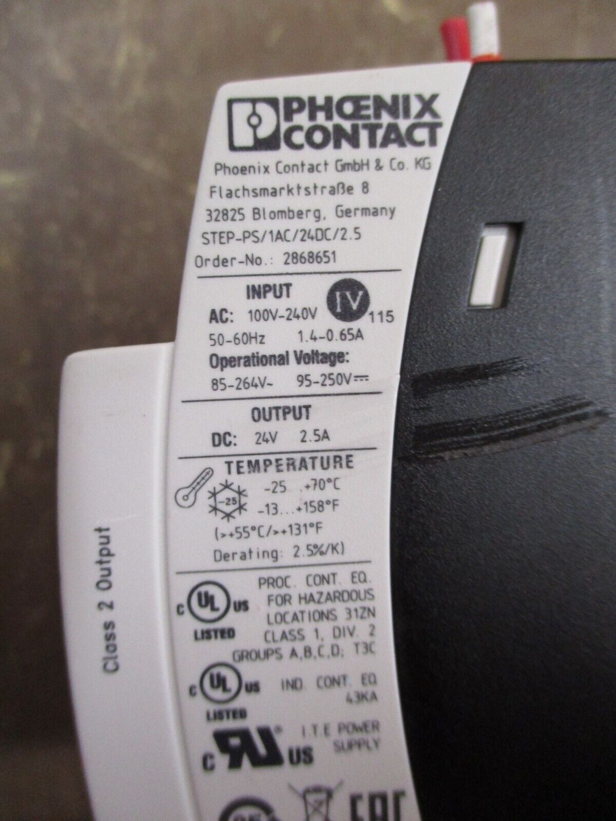 Phoenix Contact Step Power Supply 2868651 STEP-PS/1AC/24DC/2.5 Used