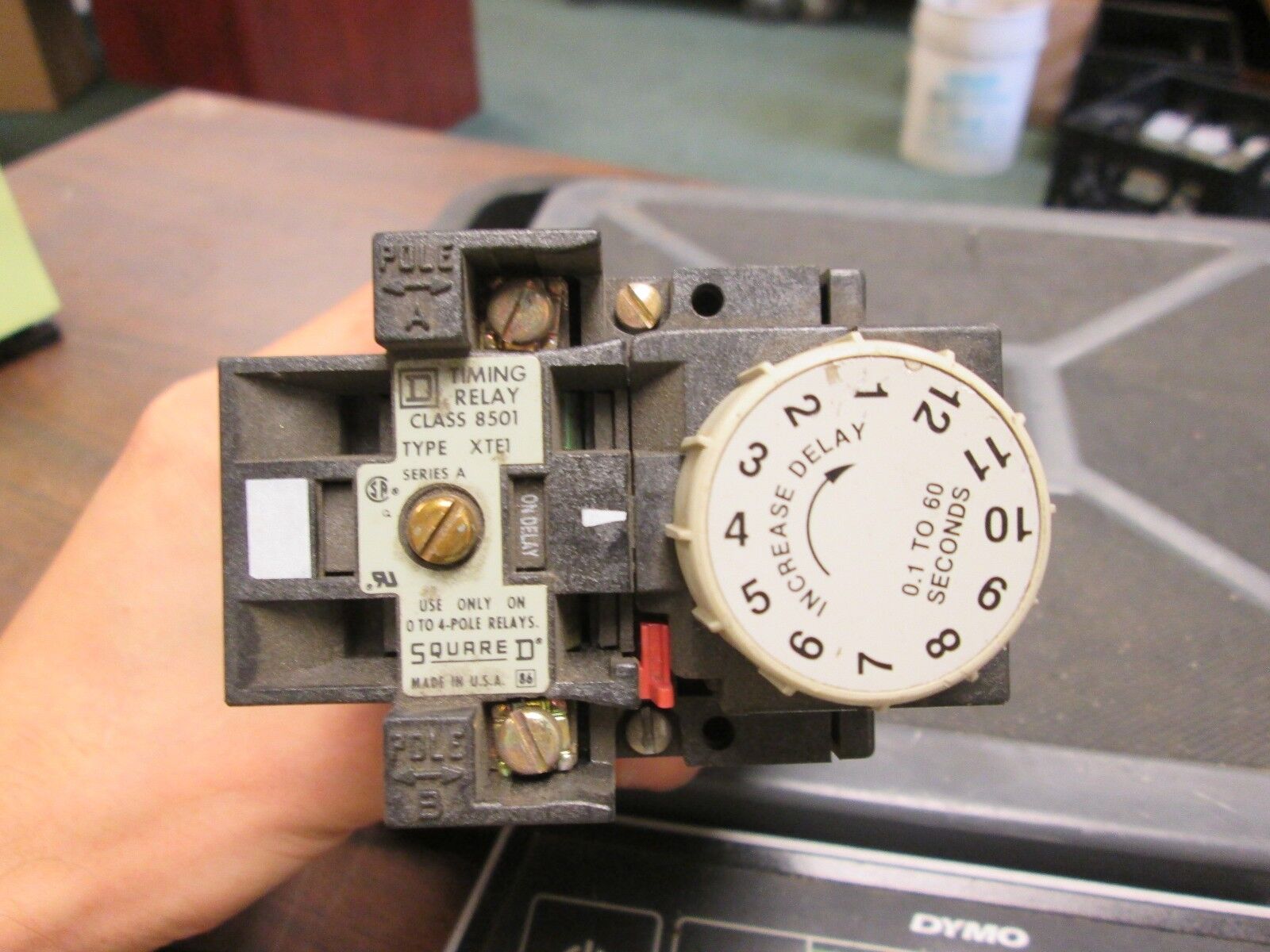 Square D  Timing Relay  8501XTE1  8501X040  .1-60 Sec  120V Coil  Used