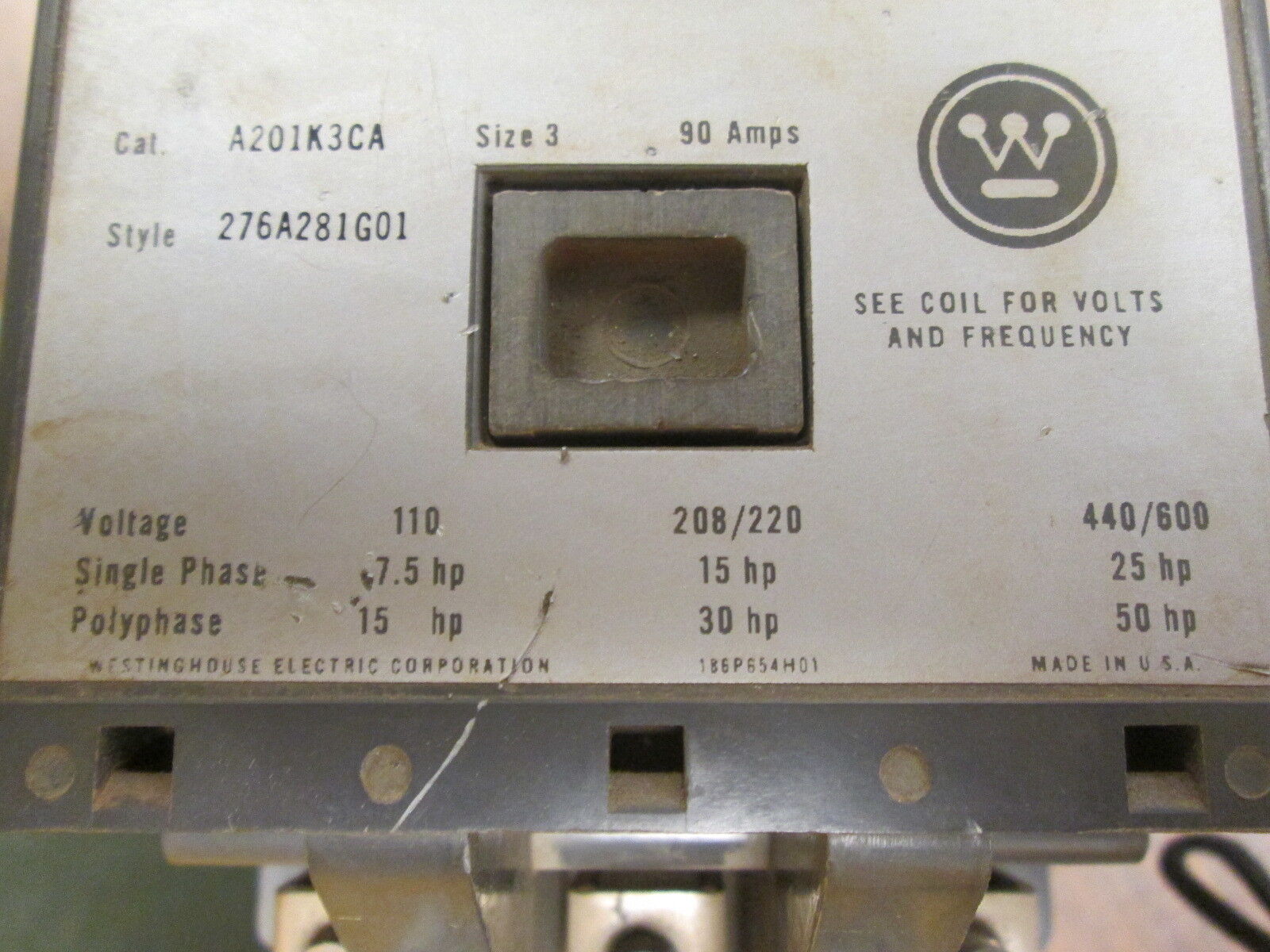 Westinghouse Size 3 Contactor A201K3CA 240V Coil 90A 600V Used
