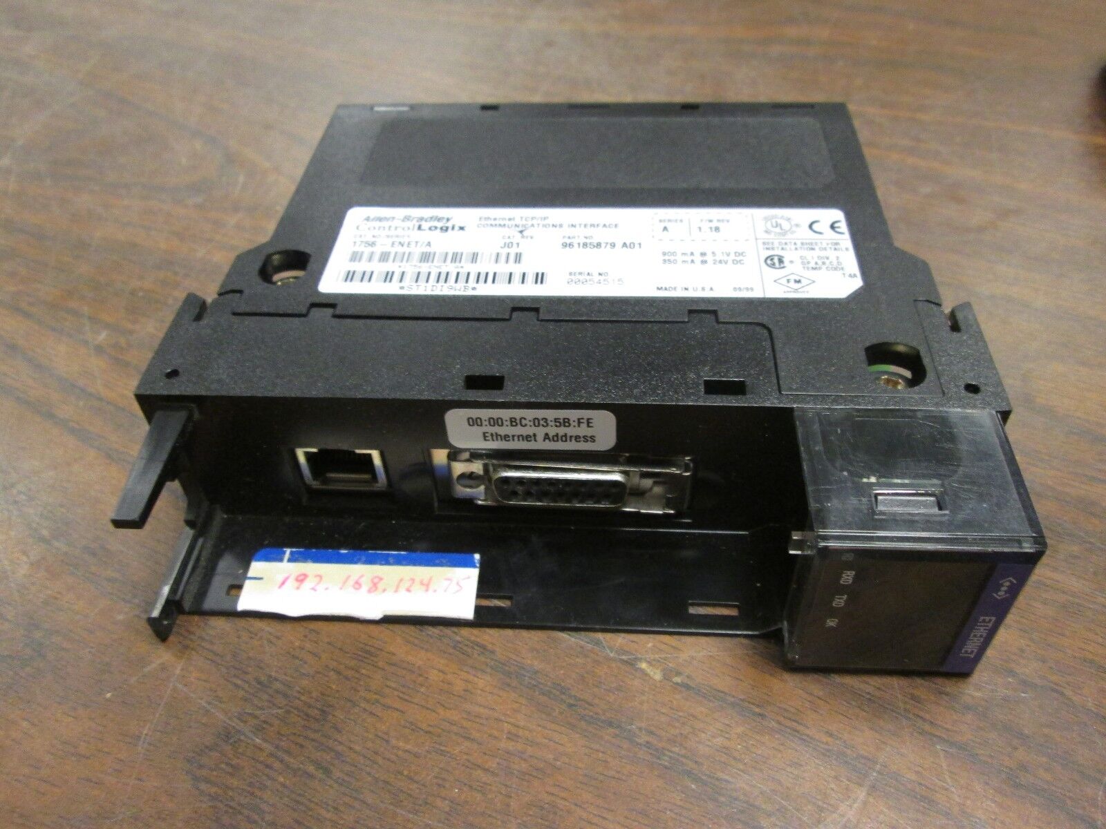 Allen-Bradley ControlLogix Ethernet TCP/IP Comm Interface 1756-ENET/A Used