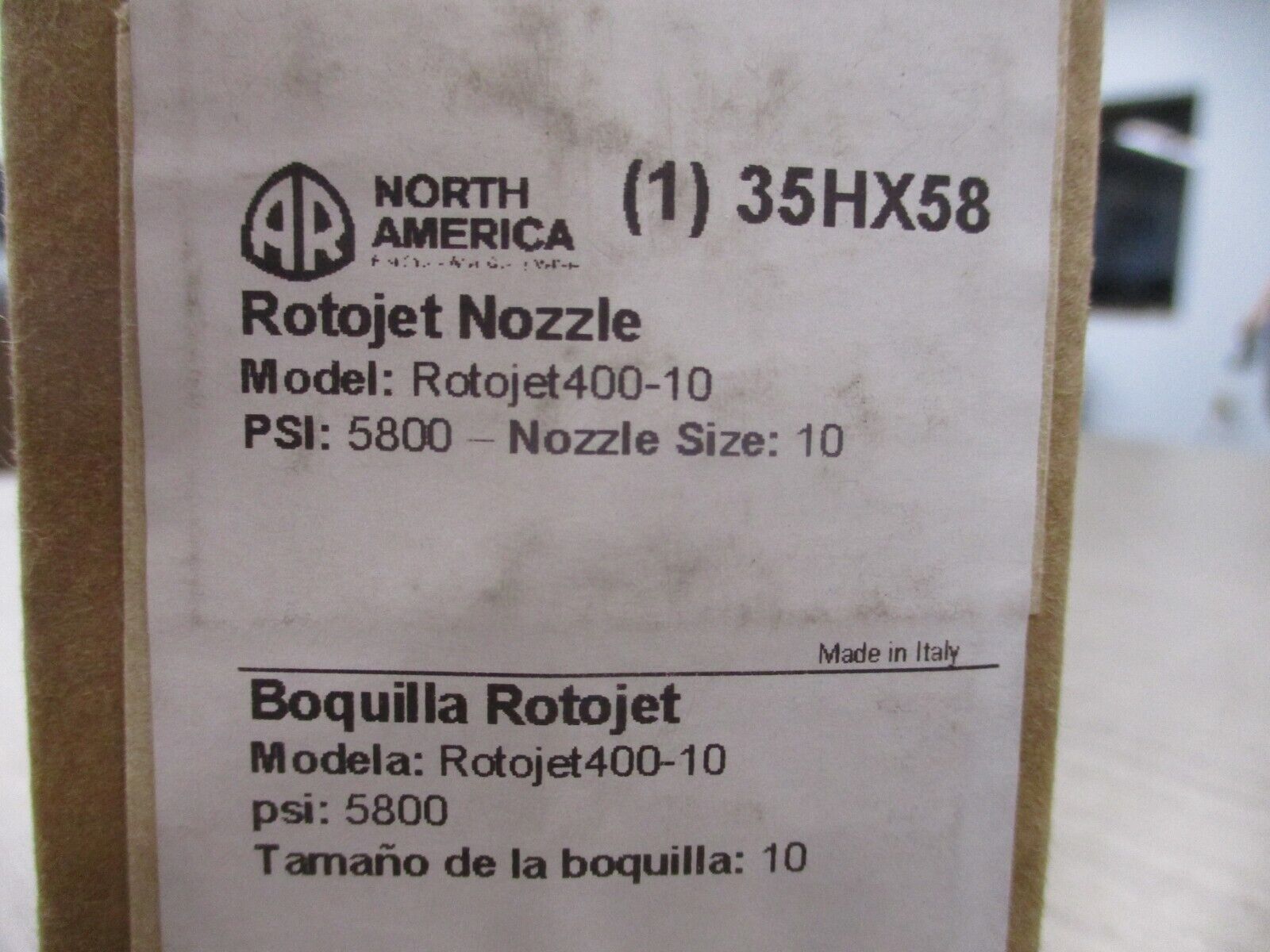 AR North America Rotojet 400-10 Nozzle 35HX58 5800PSI Size ; 10 New Surplus