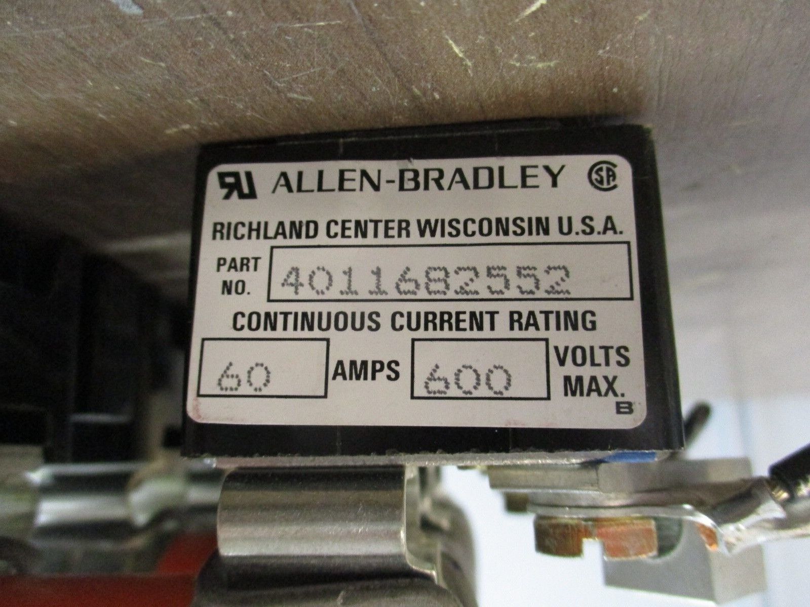 Allen-Bradley Fuse Holder w/ Fuses 4011682552 60A 600V 3P w/ (3) 60a Fuses Used
