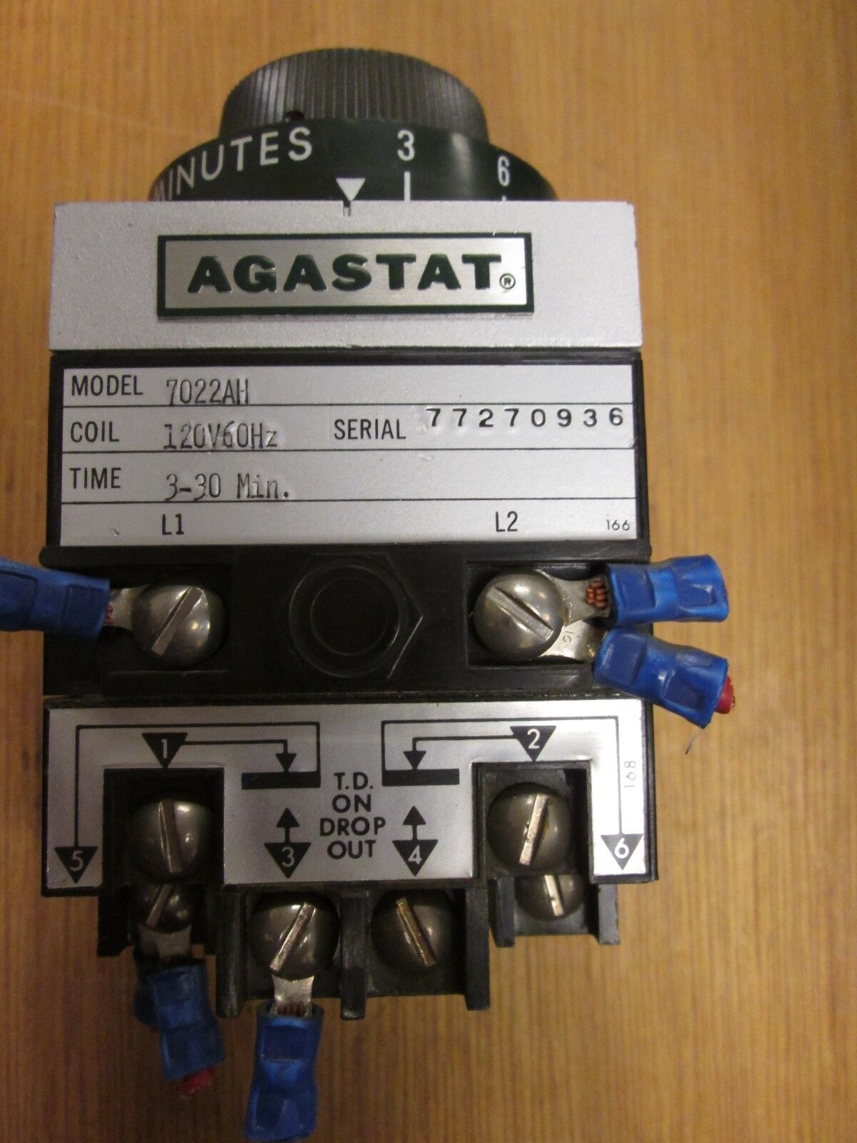 Agastat  Timer  7022AH  Range 3-30 mins  120V Coil  60Hz  Used