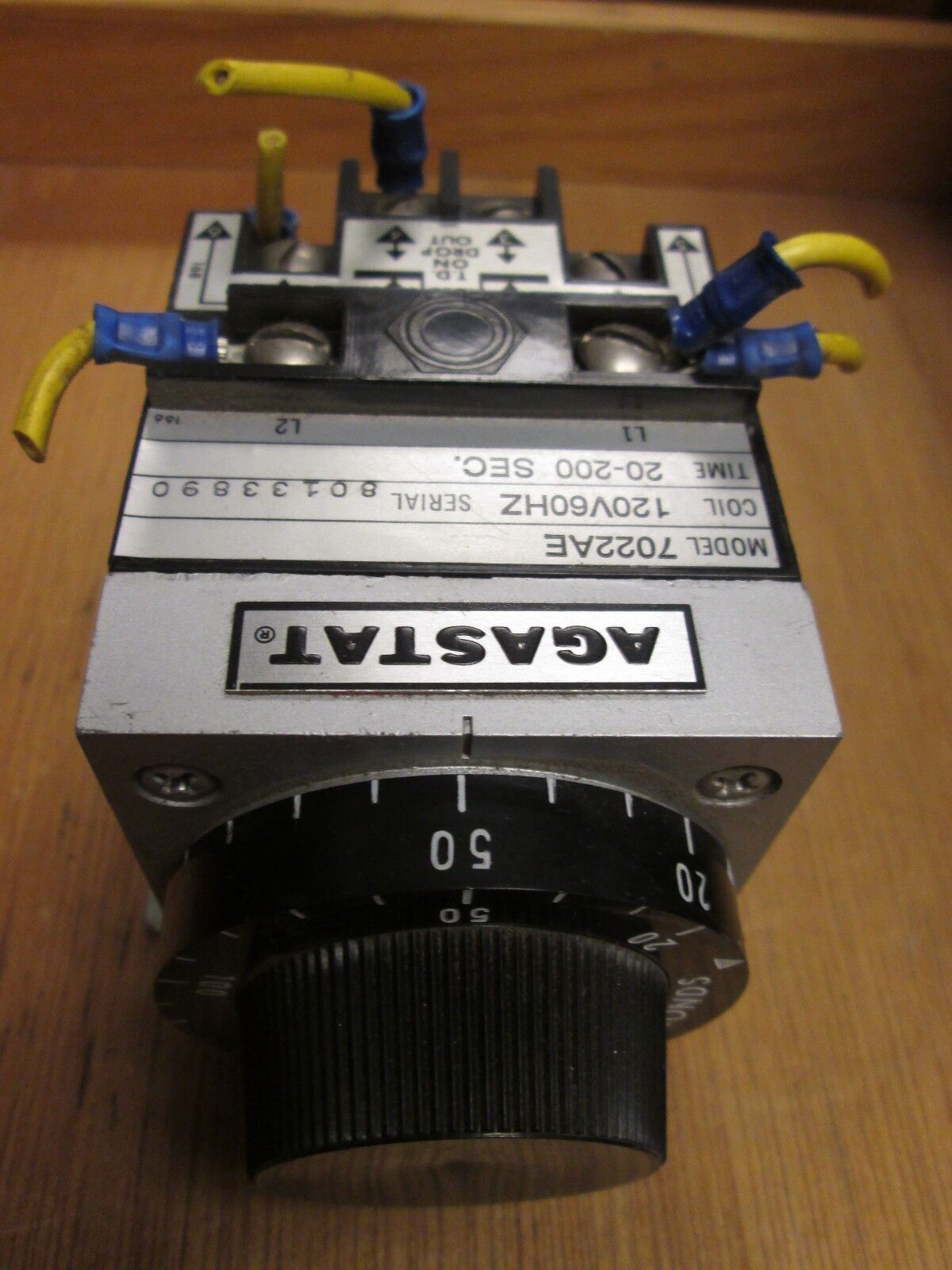Agastat  Timer  7022AE  Range 20-200 sec  120V Coil  60Hz  Used