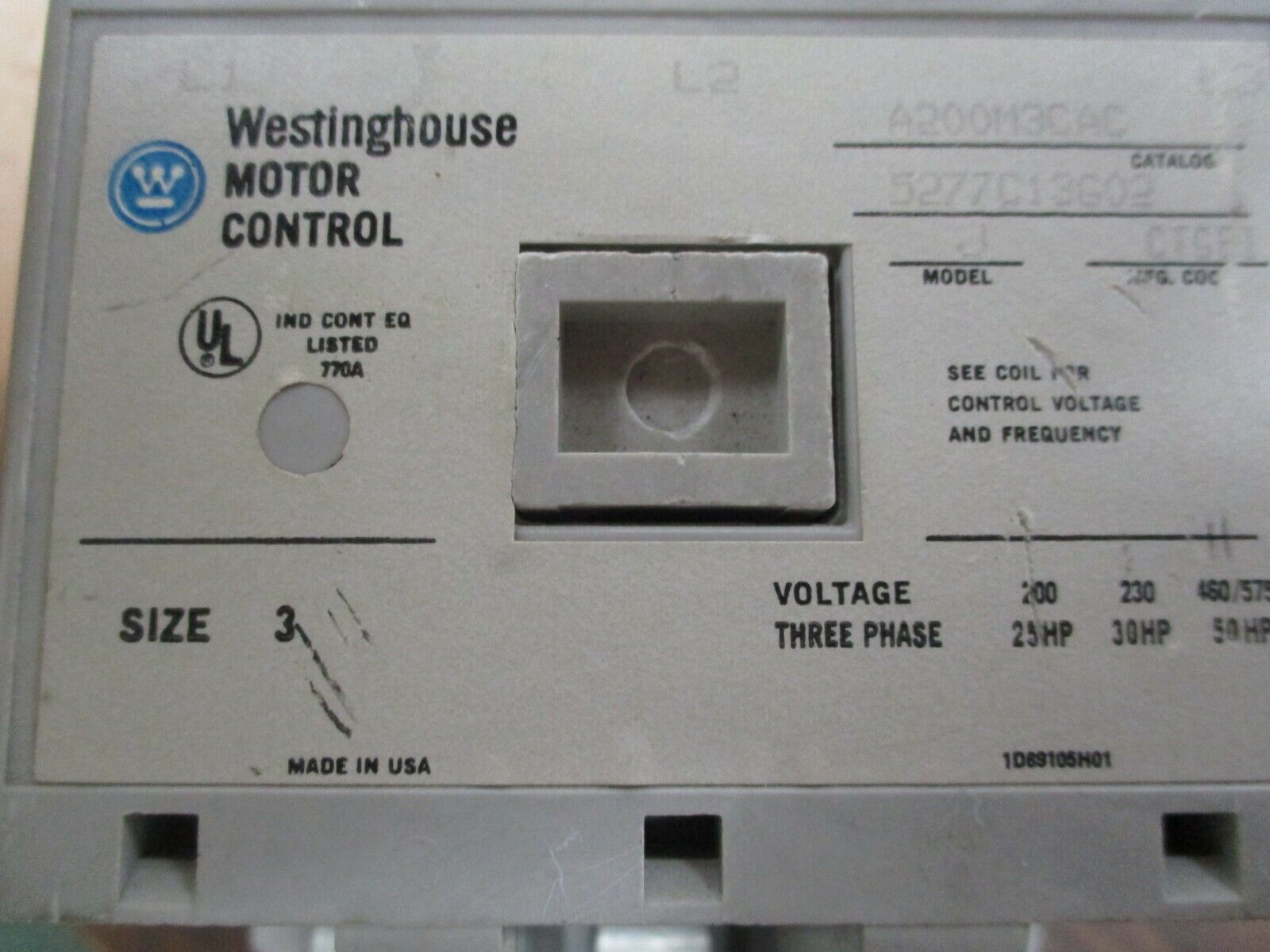 Westinghouse Size 3 Starter A200M3CAC 120V Coil *Broken Reset* Used