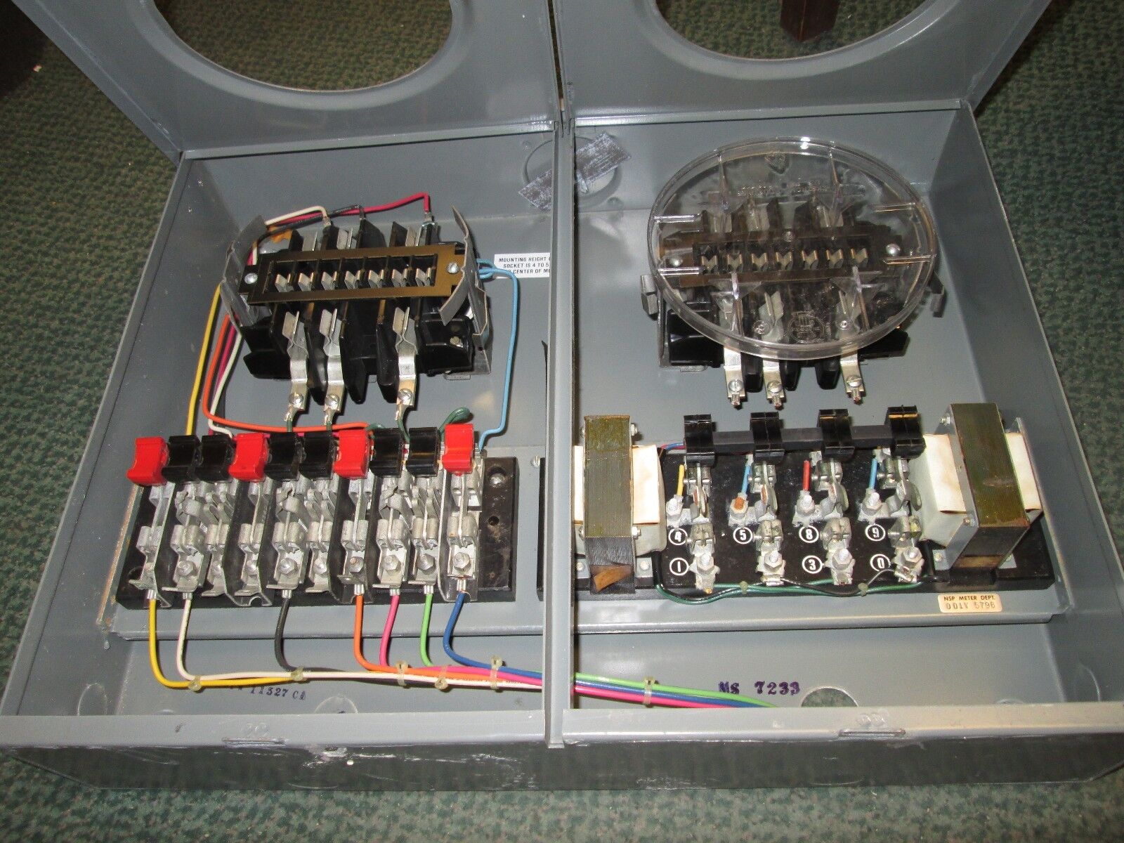 Superior  2 Position Meter Socket  20A  120/208V  3R Enclosure  Used