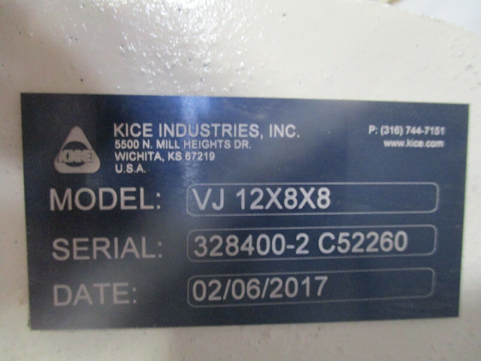 Kice Rotary Valve Airlock VJ12X8X8 Size: 12" x 8" x 8" New Surplus