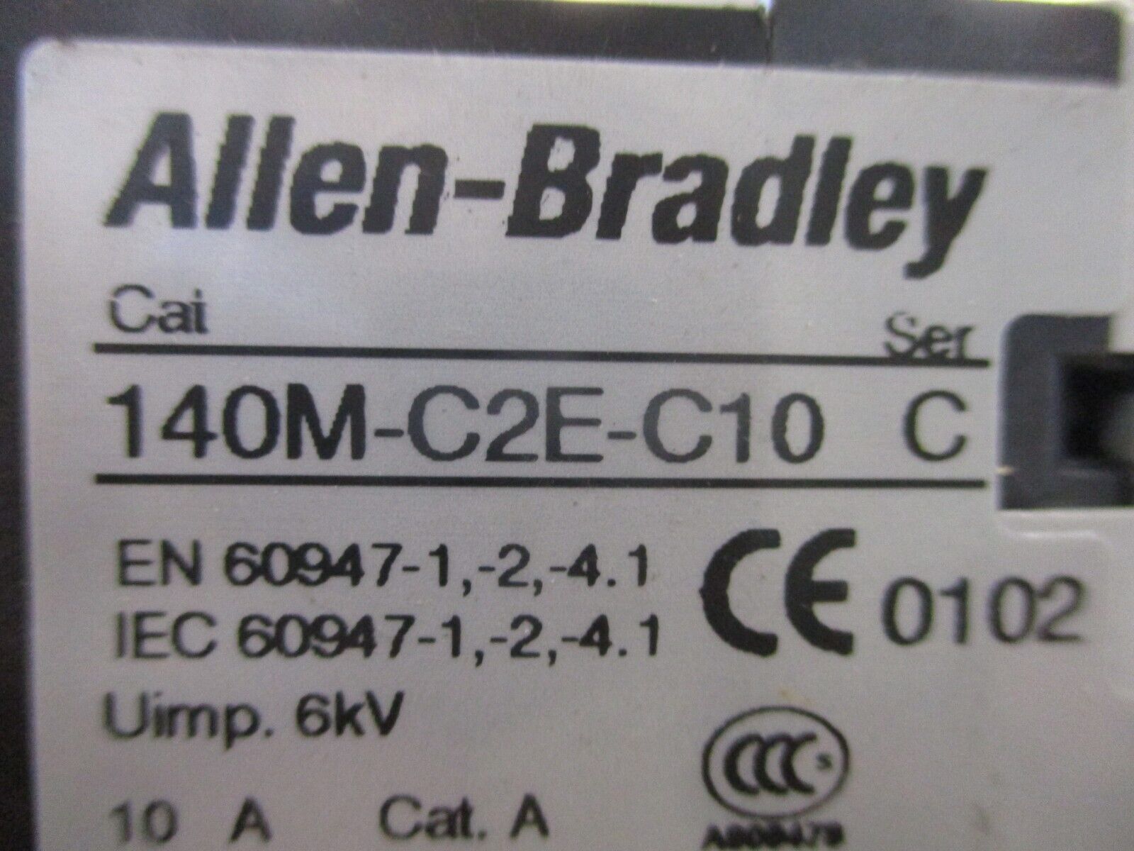 Allen-Bradley Manual Motor Protector 140M-C2E-C10 Trip: 6.3-10A *No Handle* Used