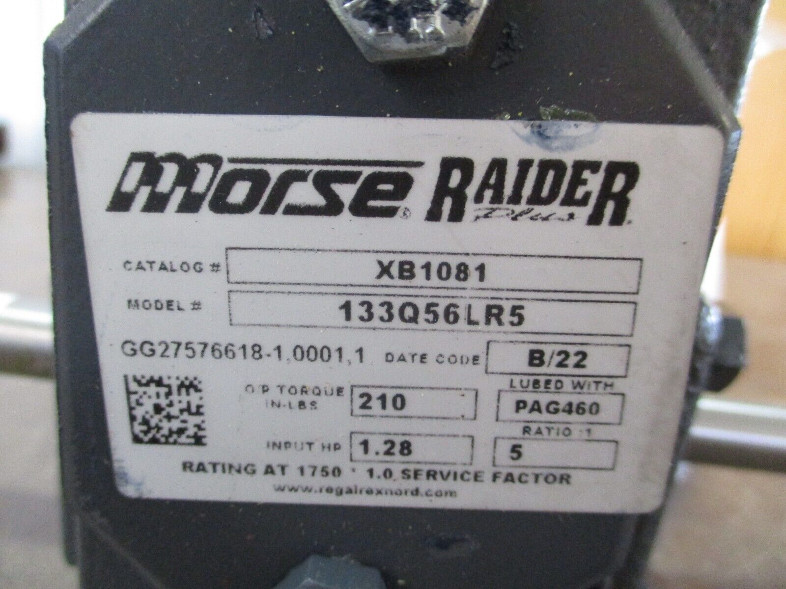 Morse Raider Plus Reducer XB1081 Model #: 133Q56LR5 Ratio 5:1 1.28HP *No Box*