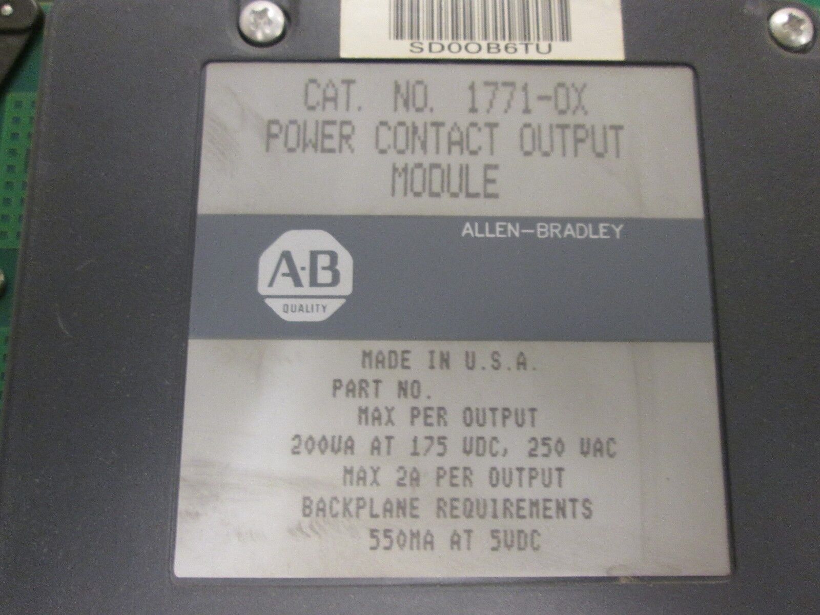 Allen-Bradley  Power Contact Output  1771-OX