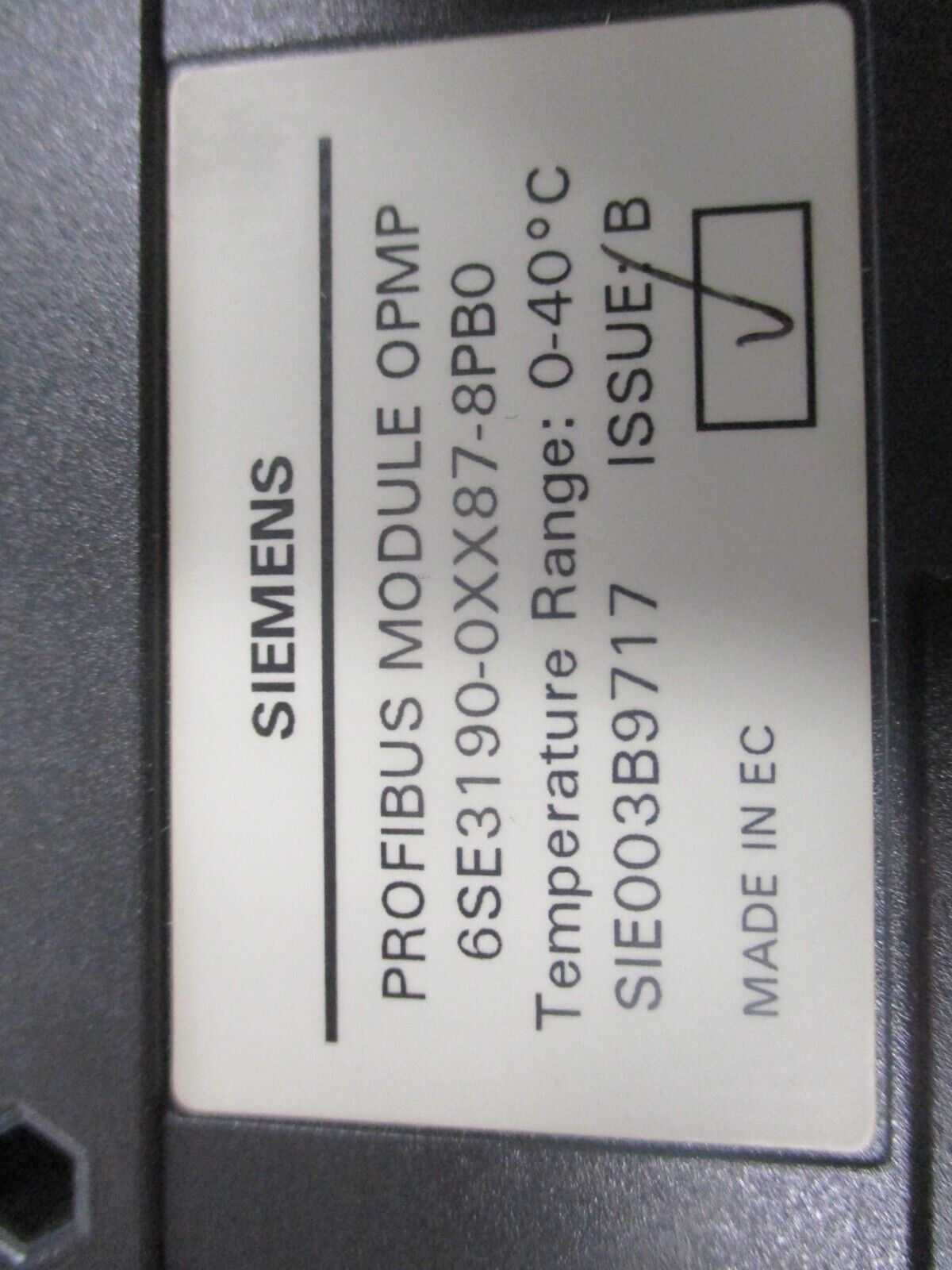 Siemens Profibus Module 6SE3190-0XX87-8PB0 Iss. B New Surplus