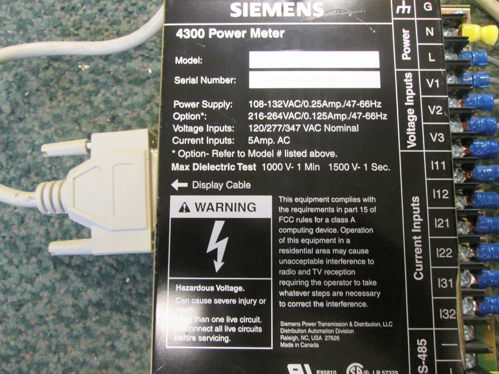 Siemens 4300 Power Meter & Display DC-120 4300 Display Module Used