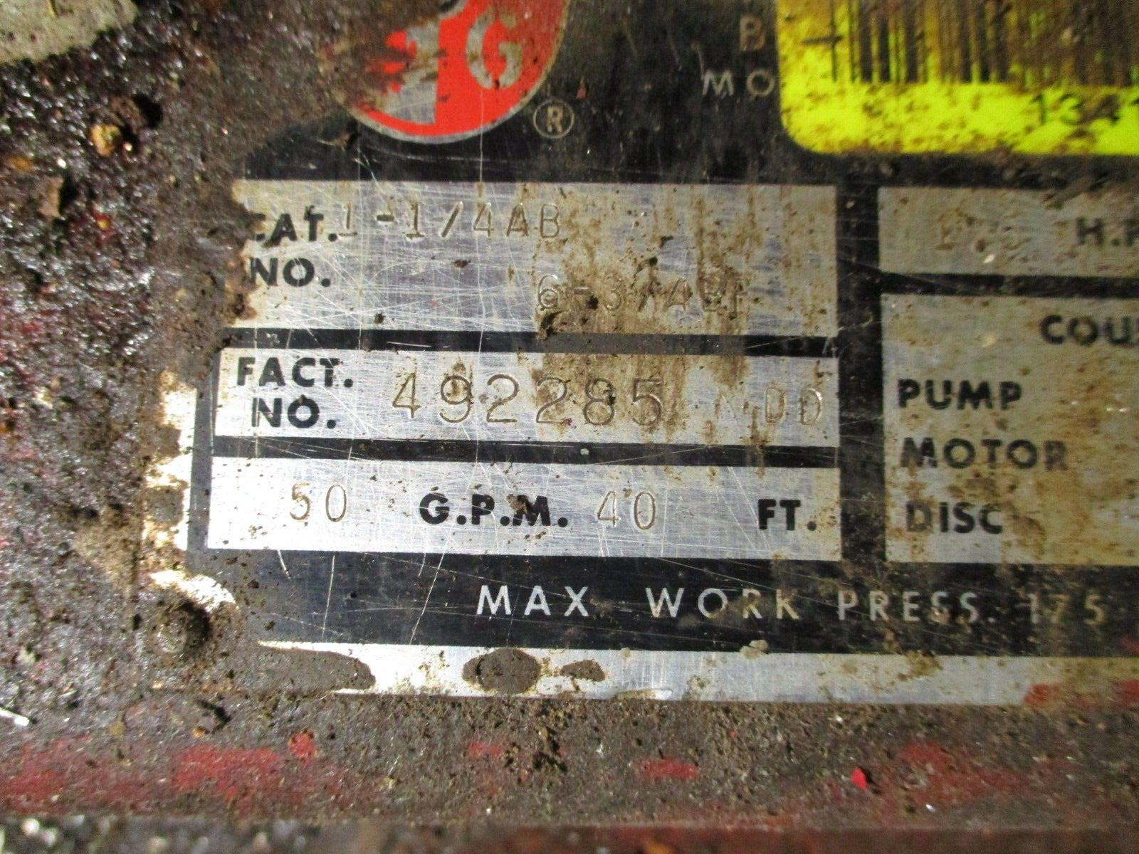 Bell & Gossett Pump 1-1/4AB 6-3/4BF 1.5HP 1750RPM 53GPM 40ft Head Used