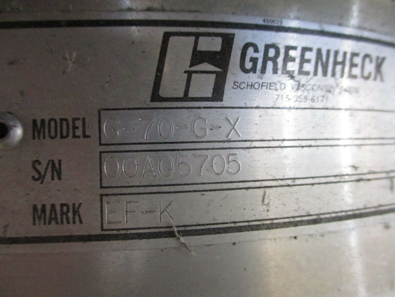 Greenheck Exhaust Fan G-70-G-X *Bent Base* Used