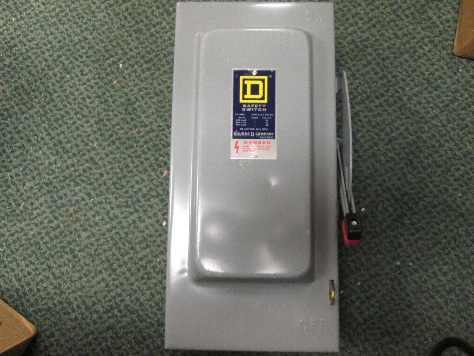Square D Non-fusible Safety Switch HU-262 60A 600V 2P New Surplus