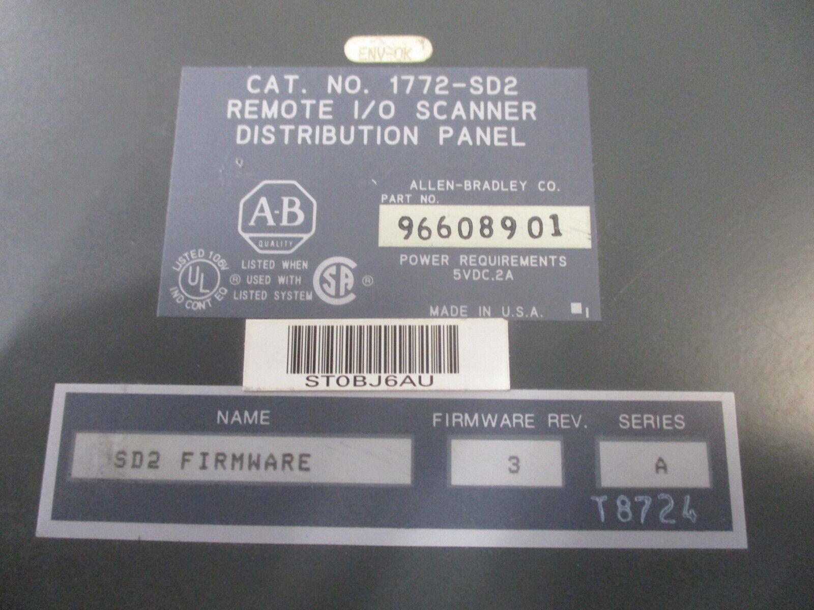 ALlen-Bradley Remote I/O Scanner Distribution Panel 1772-SD2 Ser. A Used.