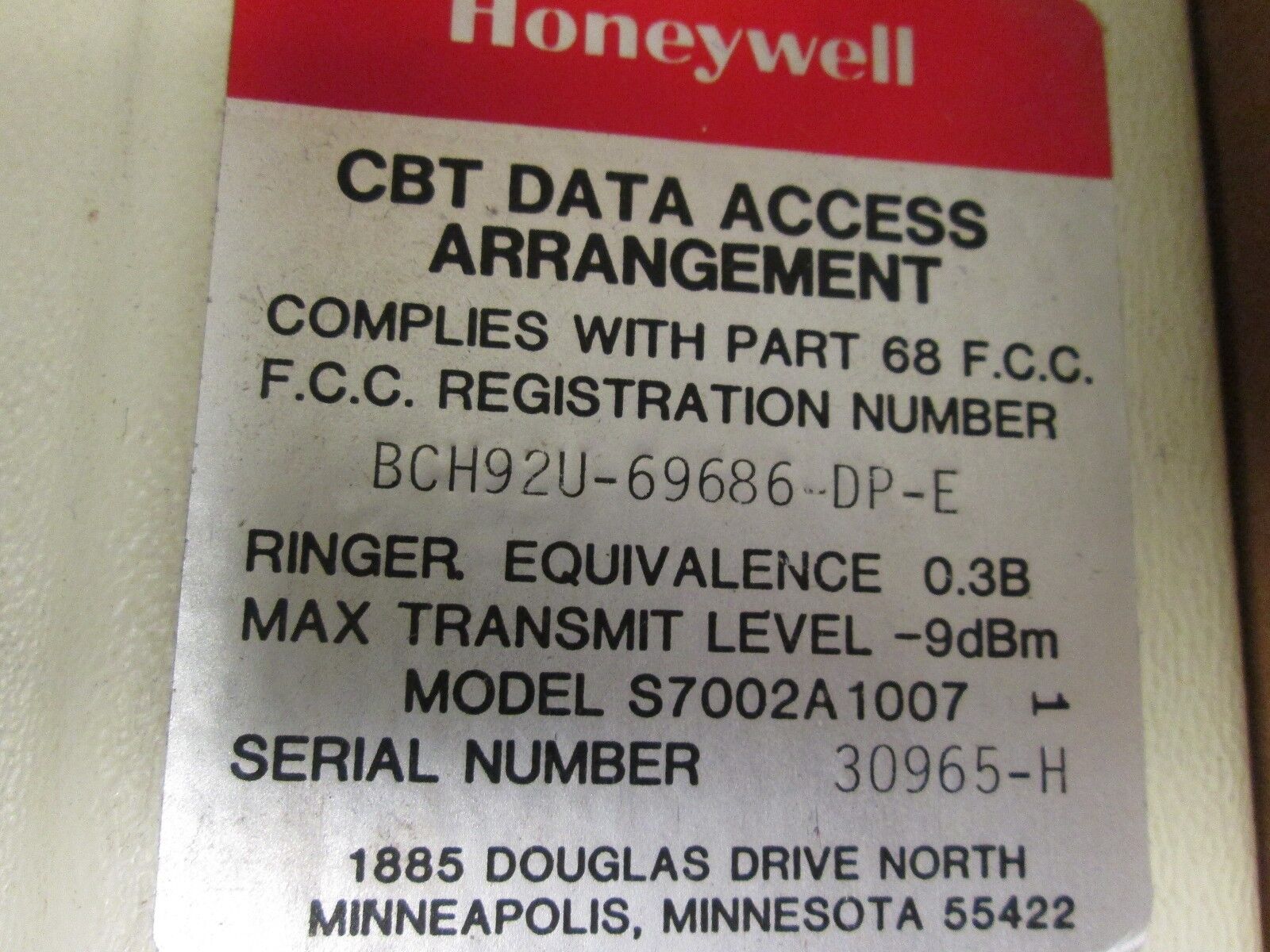 Honeywell Data Access Arrangement S7002A 1007 Powered by W7010 W7020 New Surplus