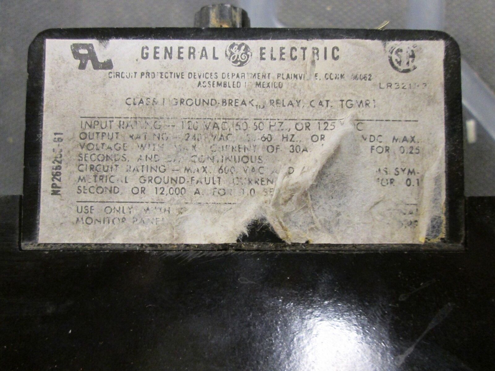 GE Solid State Ground Relay TGMR1  Chipped Corner 2-12A .1-1 Time Delay