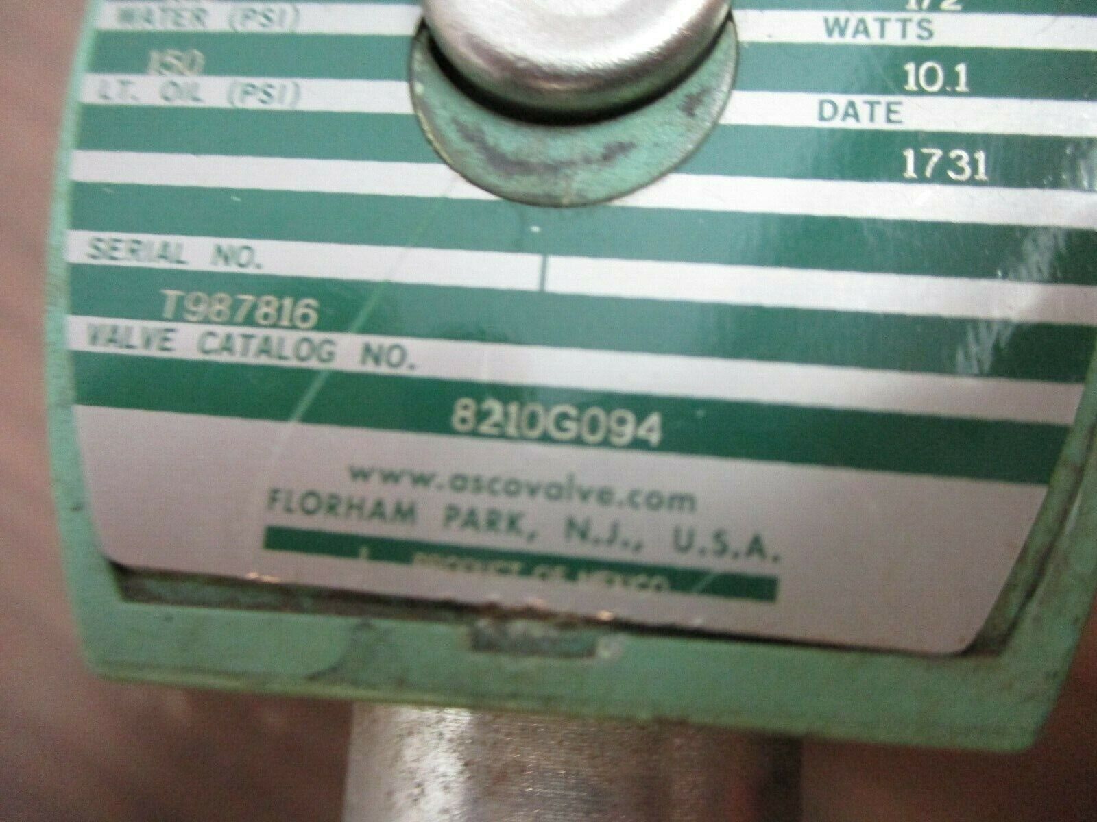 Asco Red-Hat II Solenoid Valve 8210G094 150PSI 10.5W 1/2" Pipe Used