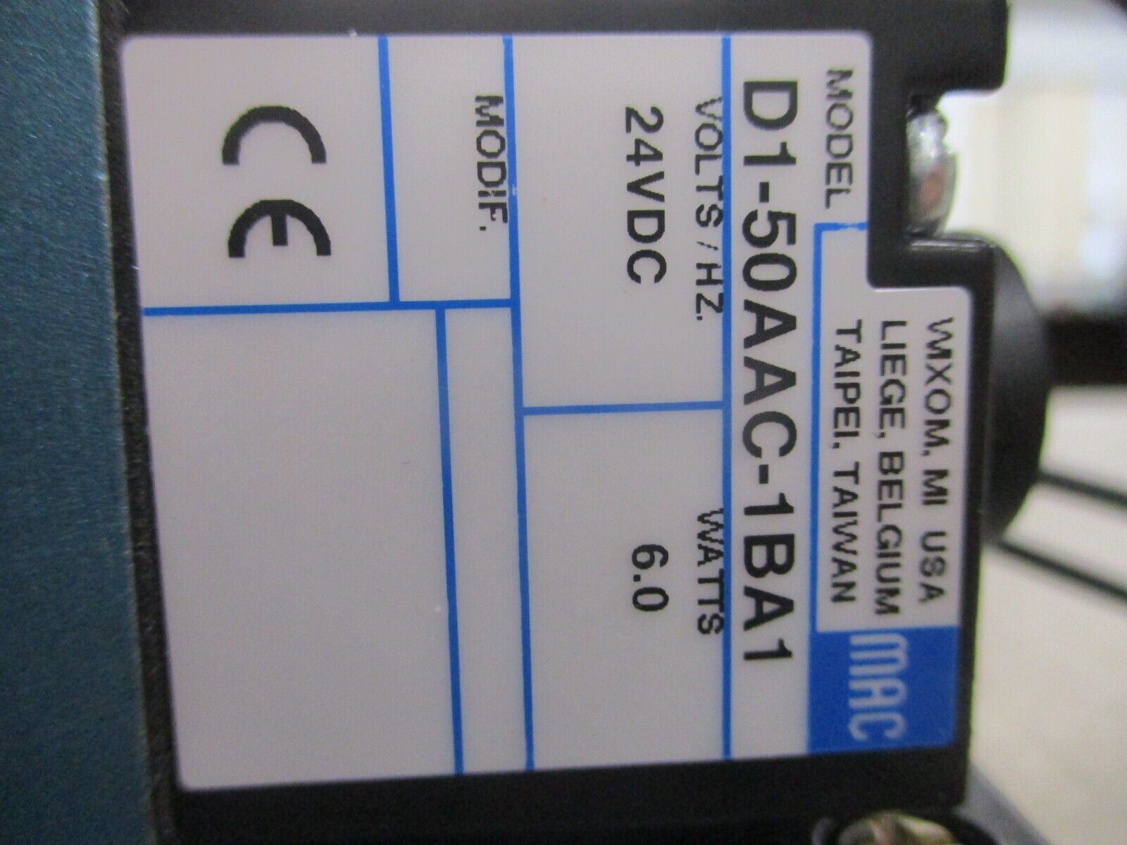 MAC Solenoid Valve 912B-PM-501BA 25-150PSI Used
