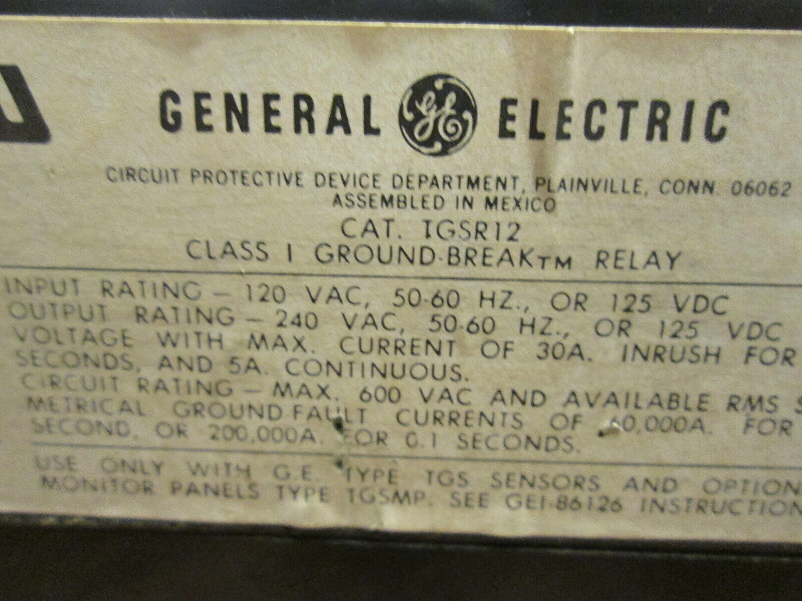 GE Ground Break System TSG0818 Mod 2/ TGSR12/TGSMP Used