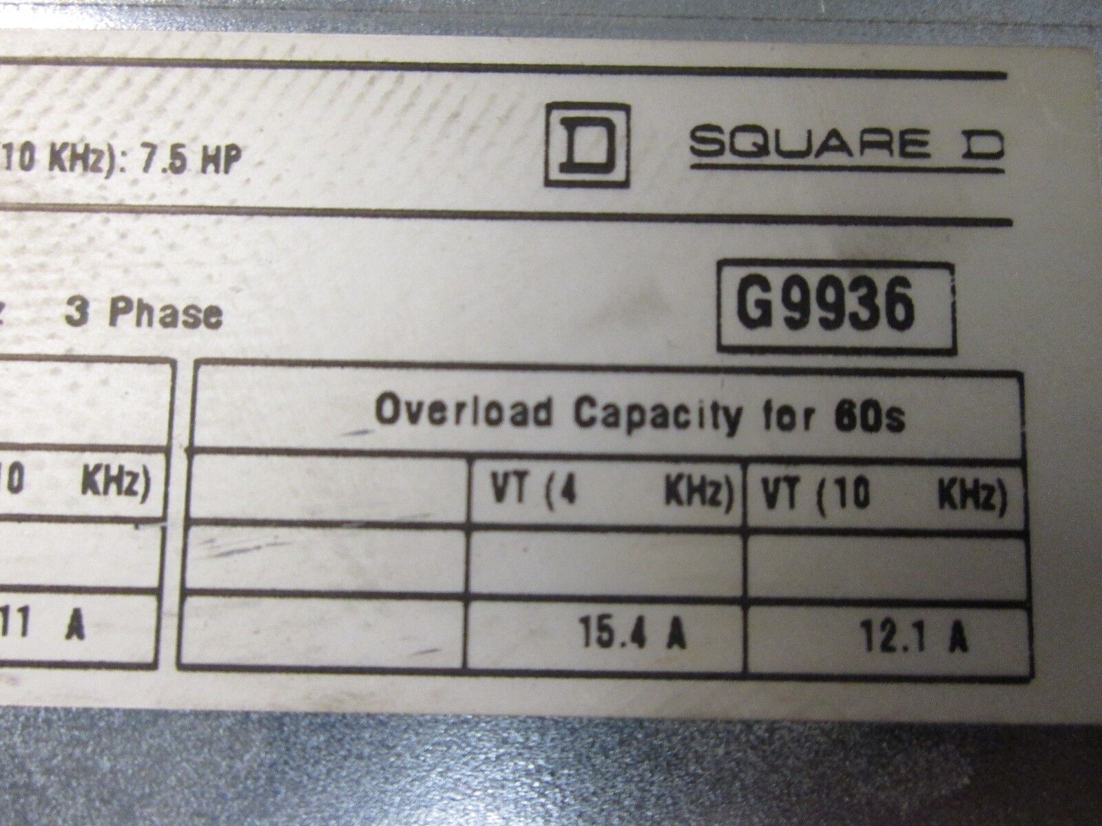 Square D Altivar 56 AC Drive ATV56U90N4 10HP Used