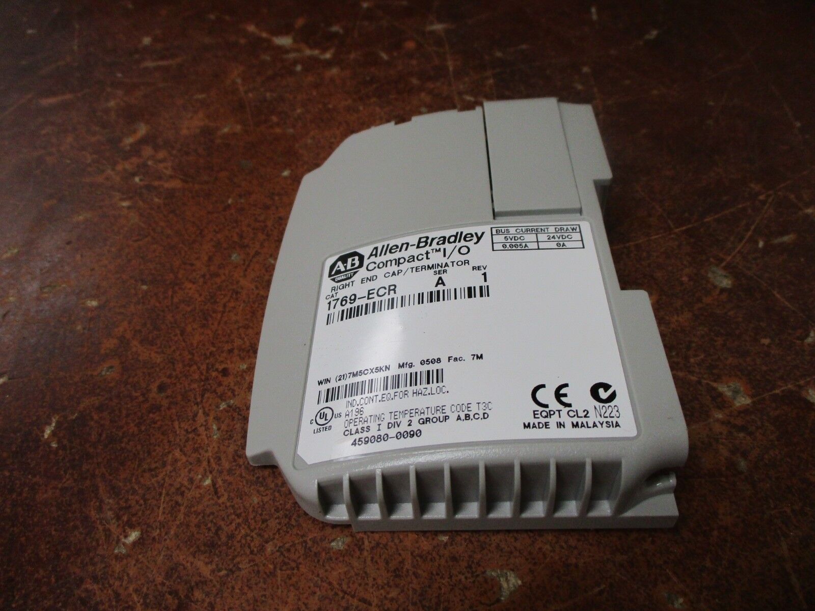 Allen-Bradley Compact I/O Right End Cap/Terminator 1769-ECR Ser. A Rev. 1 Used