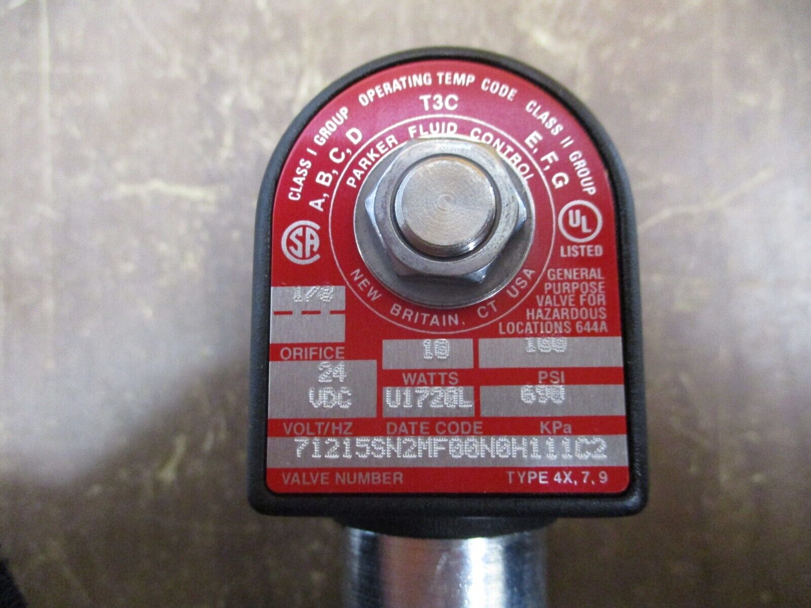 Parker Solenoid Valve 71215SN2MF00N0H111C2 24VDC 10W 100PSI *No Box* New Surplus