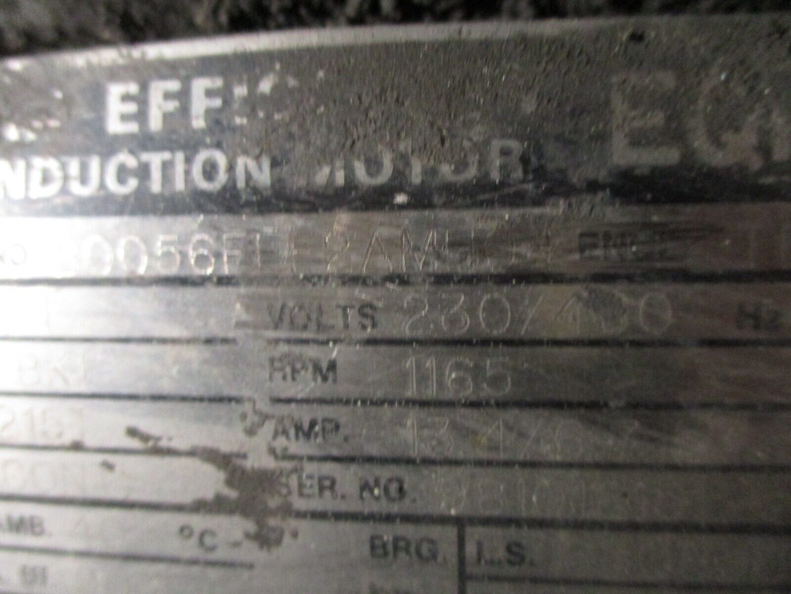 Toshiba Motor B0056F1F2AMH04 5HP 1800RPM 230/460V 13.4/6.7A 60Hz Used