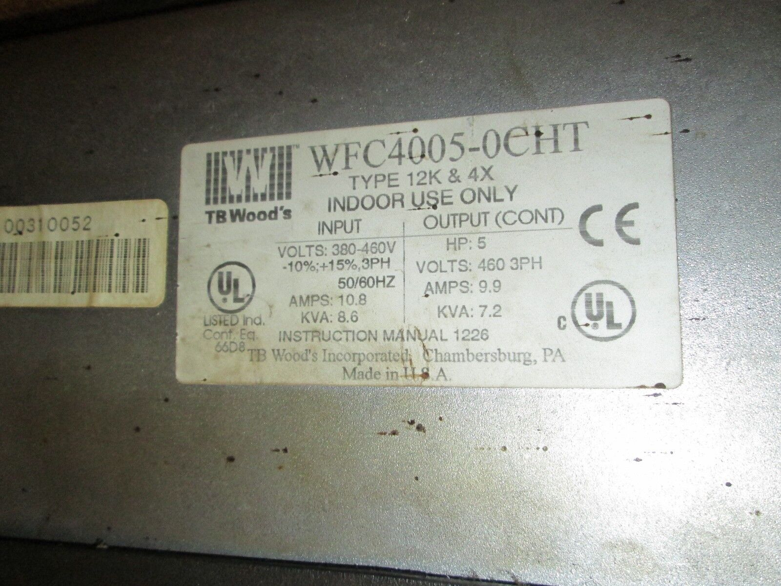 TB Woods WFC HT AC Drive WFC4005-0CHT 5HP Type 12K & 4X Used