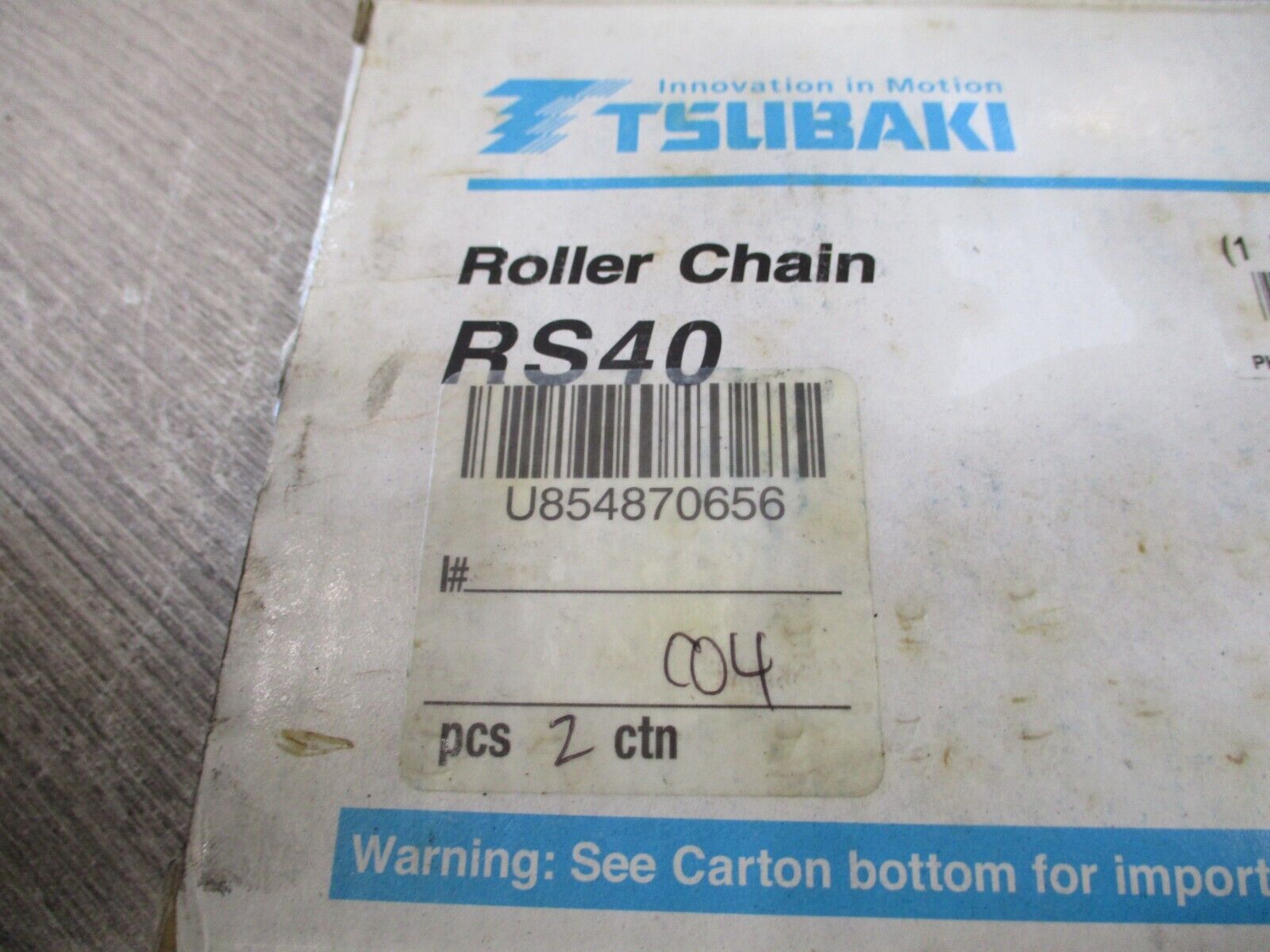 Tsubaki Roller Chain RS40(TW) Length: 10ft 240 Links New Surplus