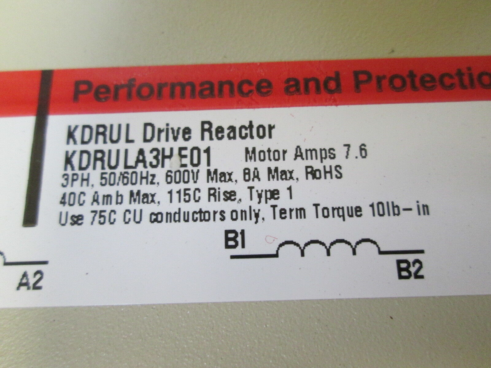 TCI KDRUL Drive Reactor KDRULA3HE01 Motor Amps: 7.6 3Ph 50/60Hz 600V 8A Used