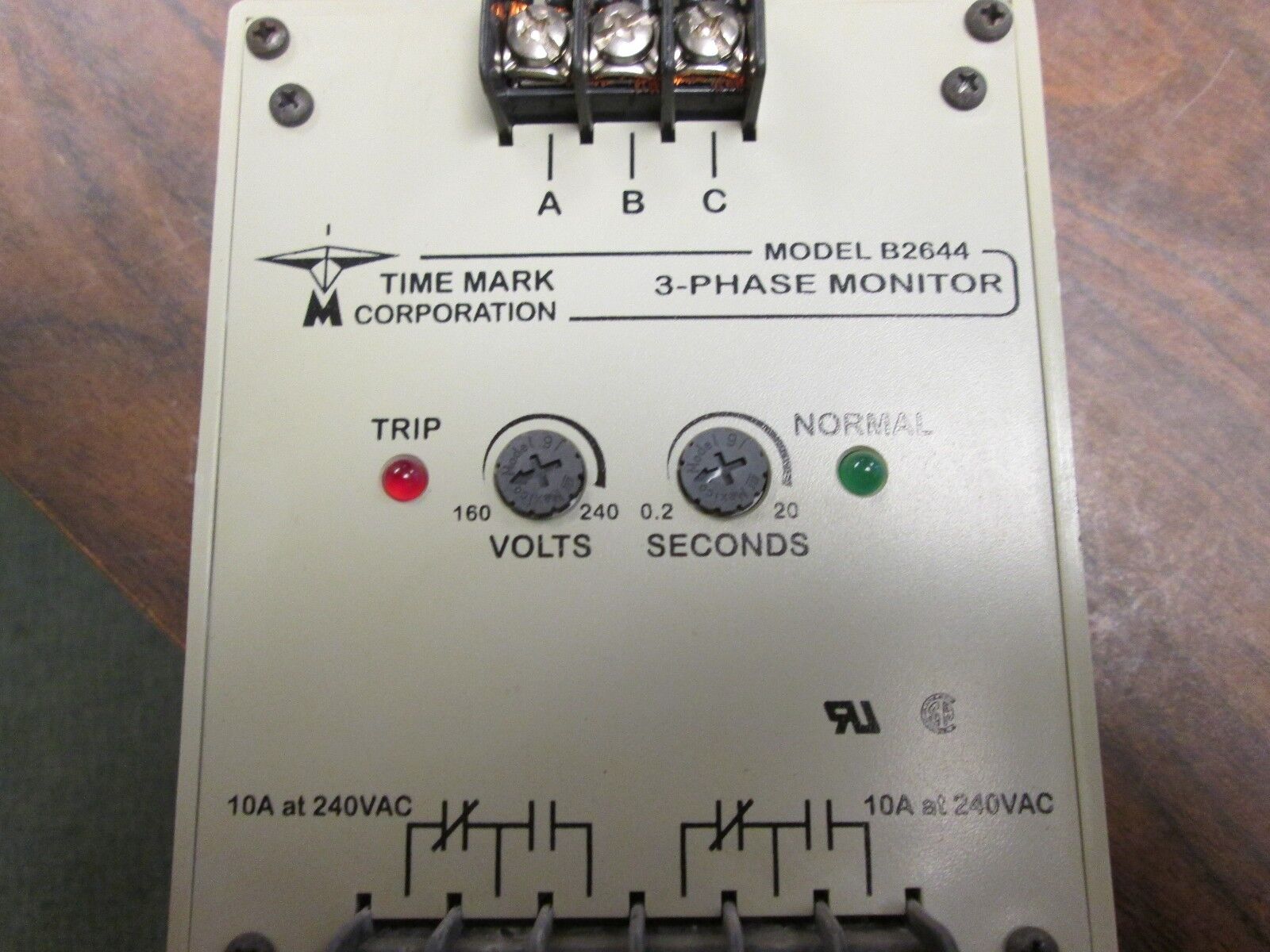 Time Mark 3-Phase Monitor B2644 10A @ 240VAC Used
