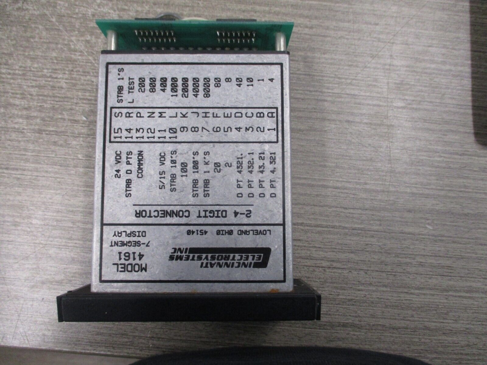 Cincinnati Electrosystems 7-Segment Display 4161-8-24 W/815-501 Adapter Board