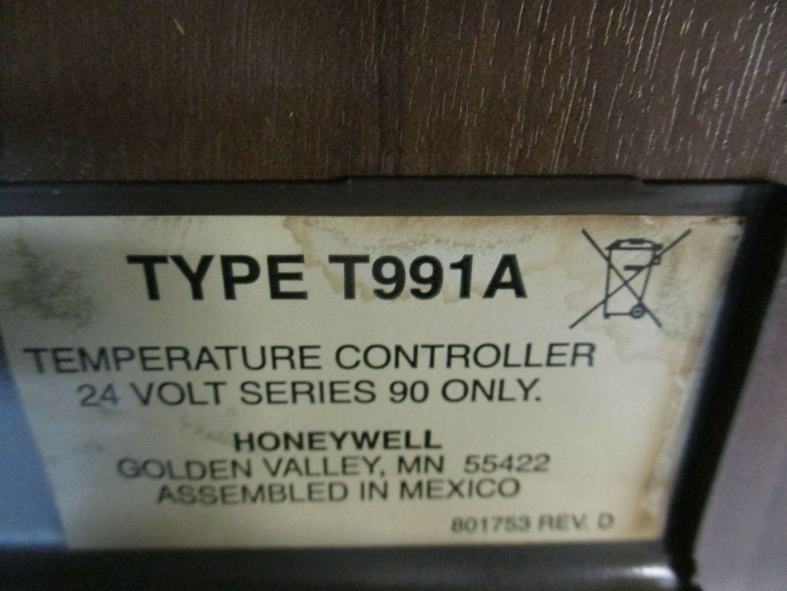 Honeywell Temperature Controller T991A 24V 60-170°F Series 90 Only Used