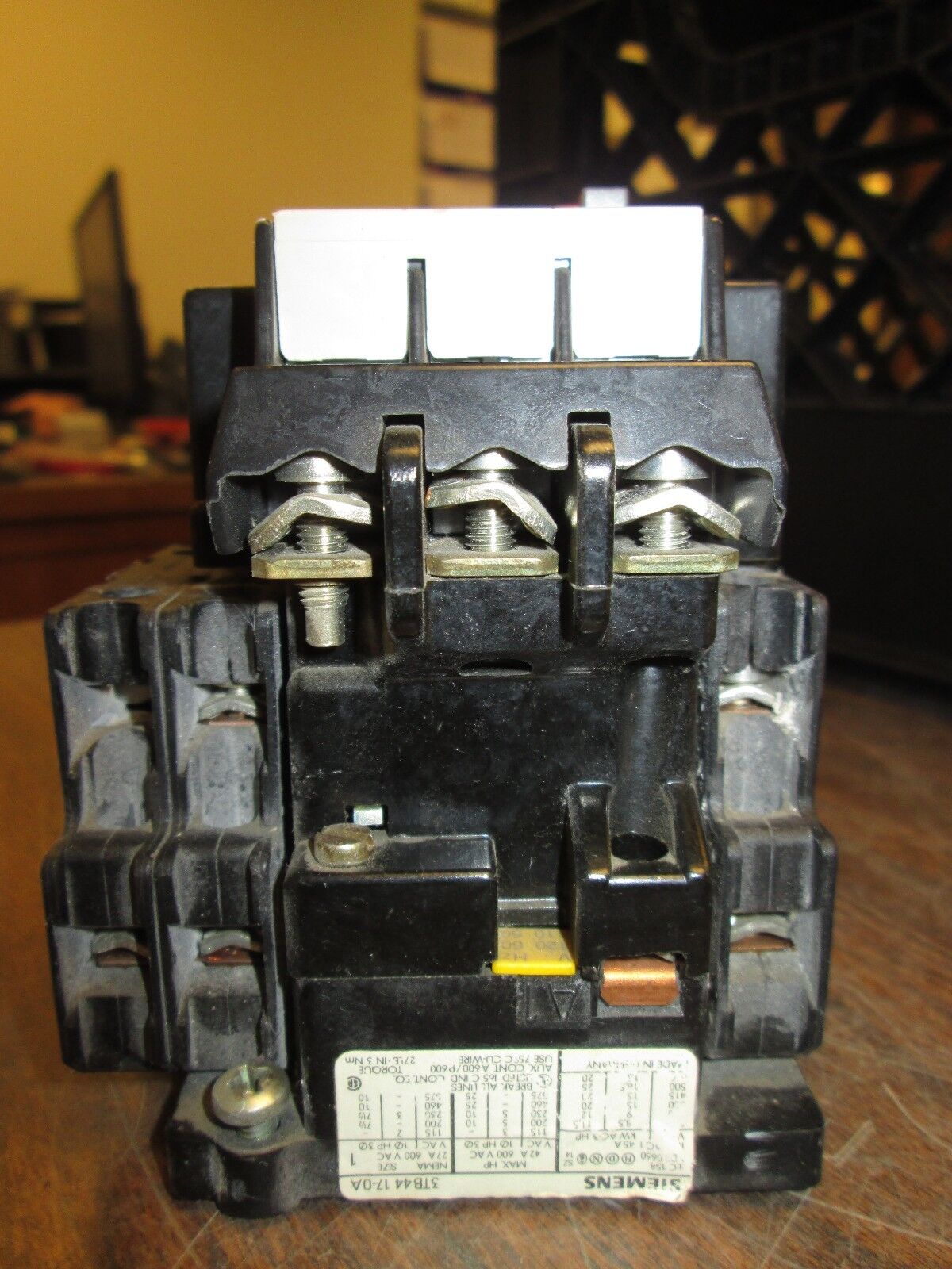 Siemens Contactor 3TB44 17-0A; 3UA52 00-0K 0,8-1,25A 120V Coil 42A 600V Used