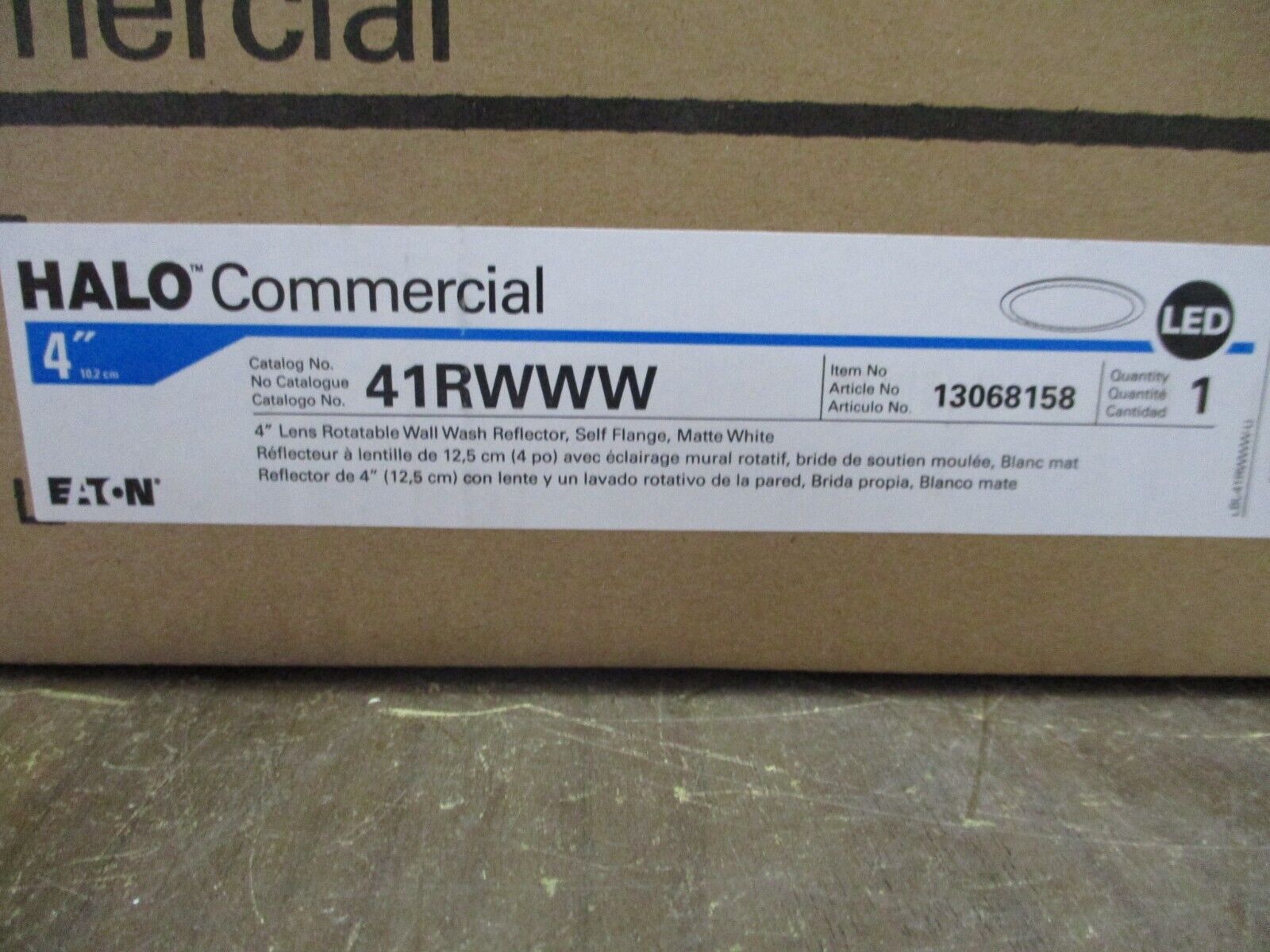 Eaton Halo Commercial Rotatable Wall Wash Reflector 41RWWW 4" Lens Self Flange