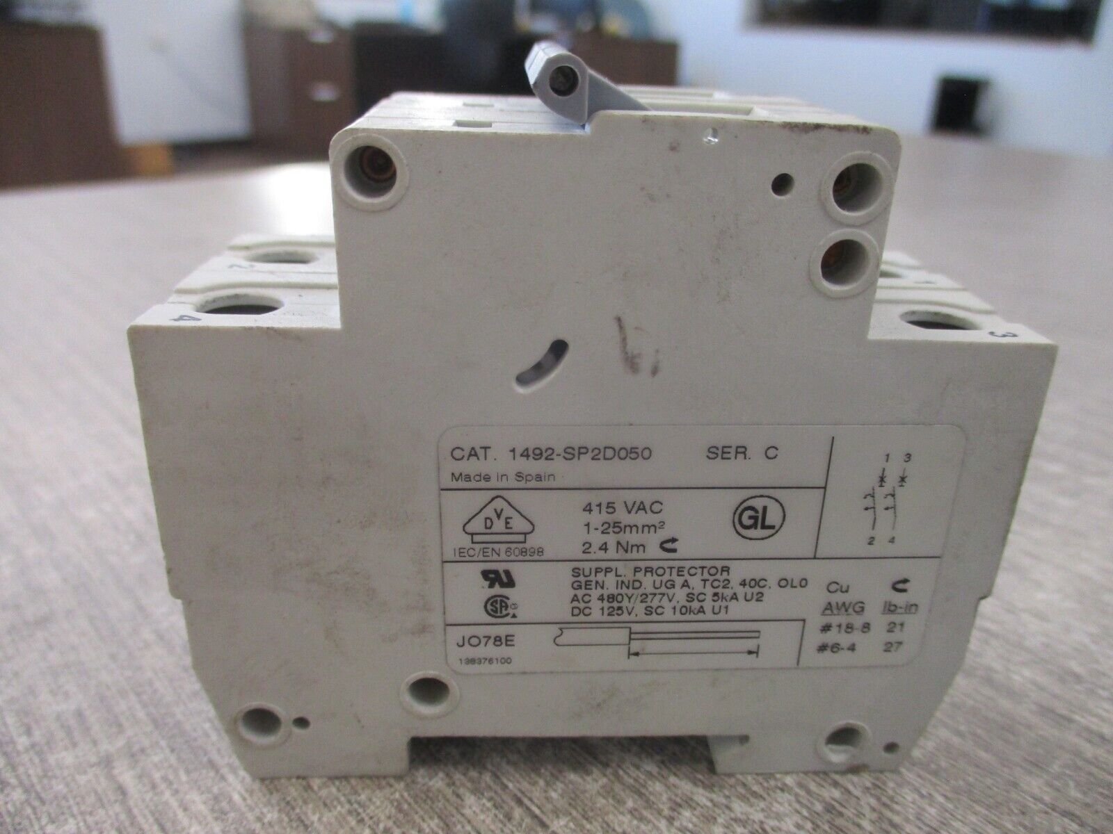 Allen-Bradley Circuit Breaker 1492-SP2D050 Ser.C 5A 480/277V 2P Used