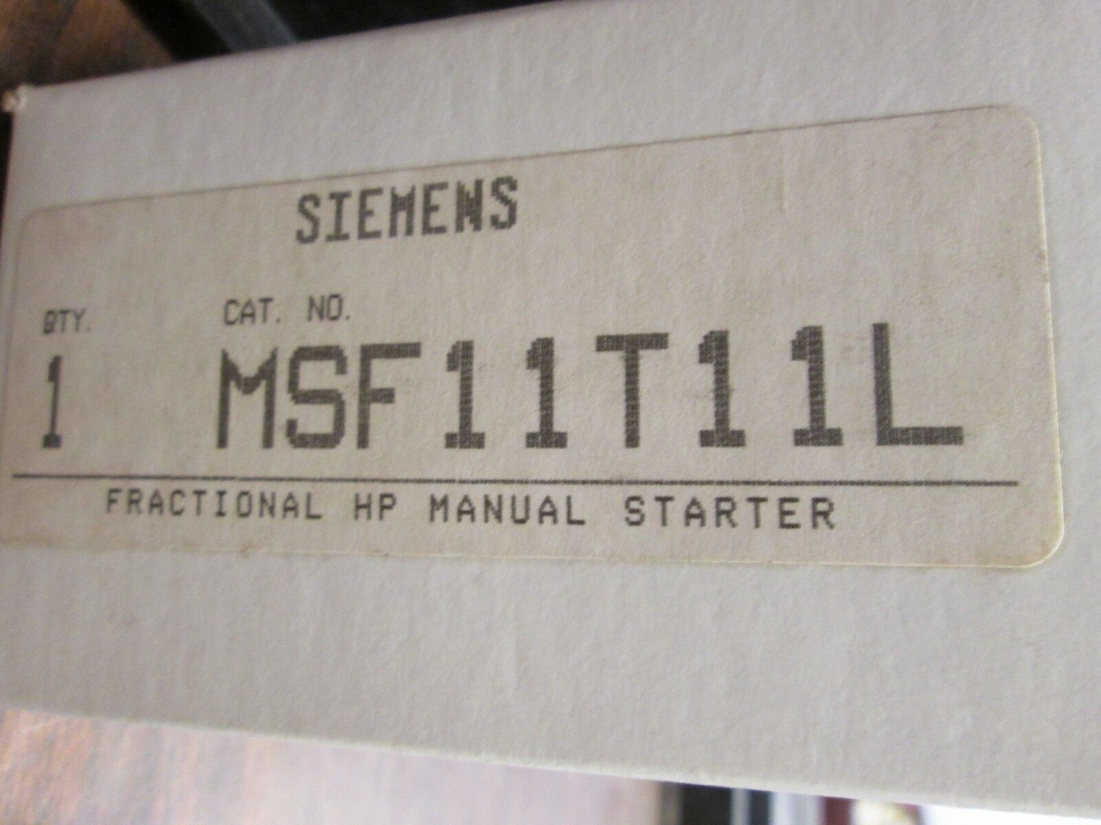 Siemens Fractional HP Manual Starter 1HP 115/230VAC w/ Resent Light New Surplus