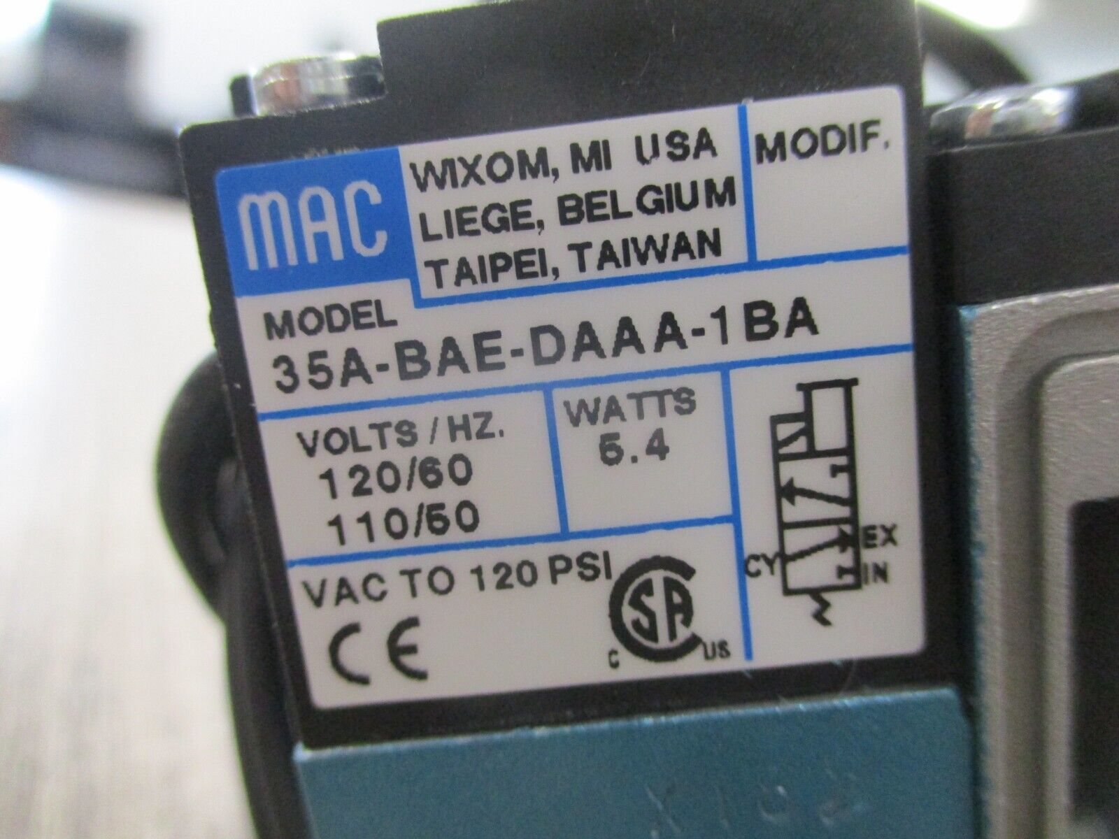 MAC Solenoid Valve 35A-BAE-DAAA-1BA New Surplus