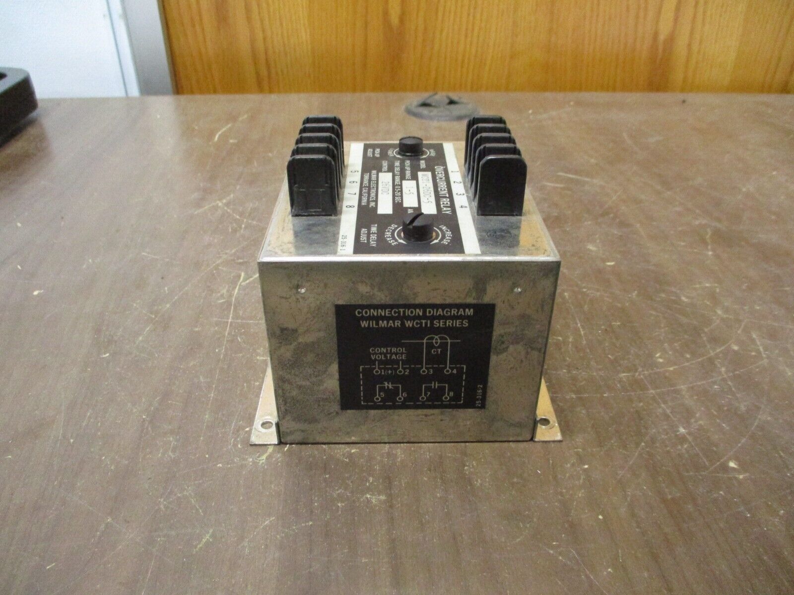 Wilmar Overcurrent Relay WCT1-26DC-5 Pick-Up: 1-5A Delay: 0.5-20 Sec Used