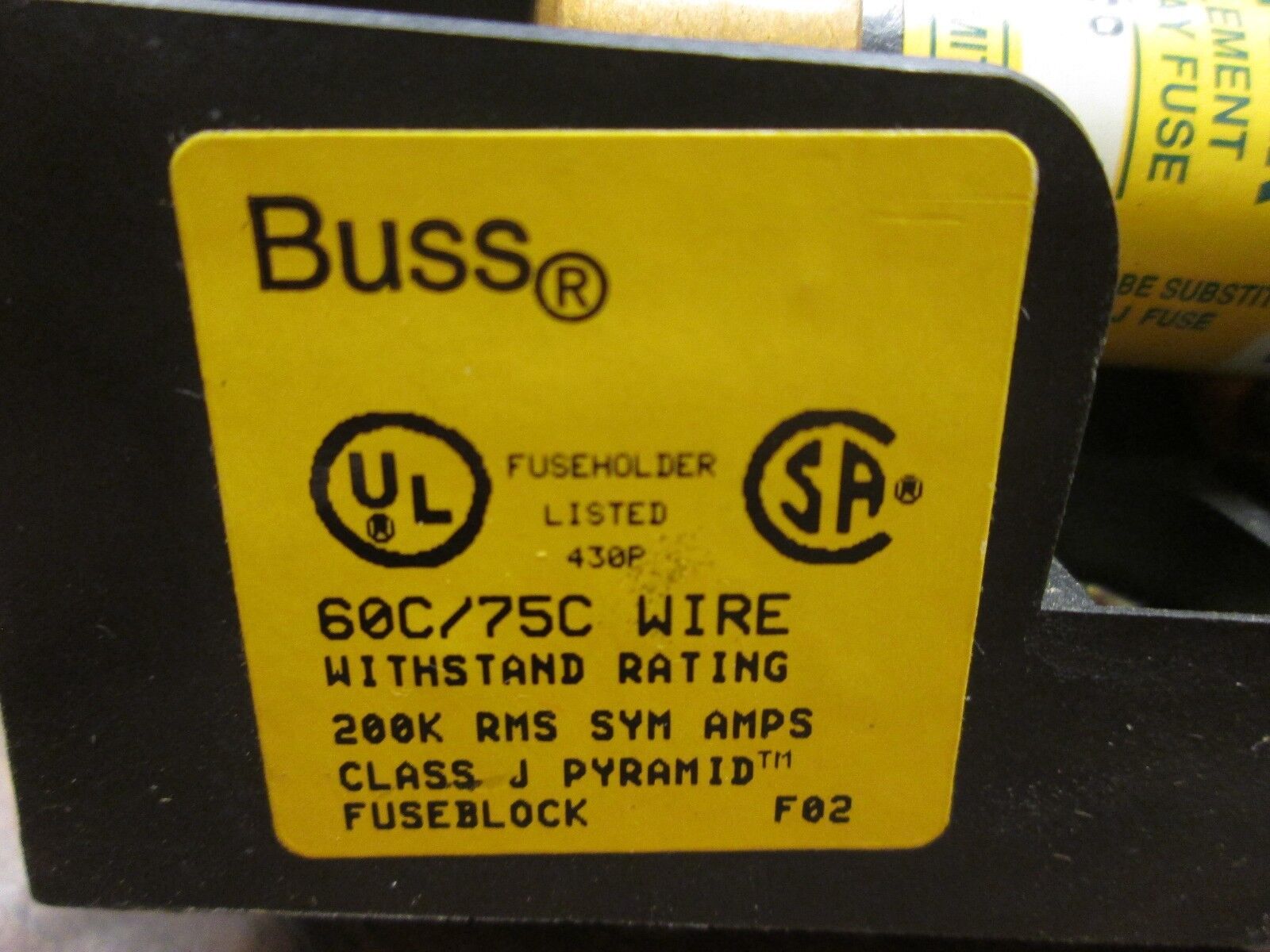 Buss Fuseblock JP60030-3CORA 30A 600V 3P Class J Pyramid w/ 10A Fuses Used